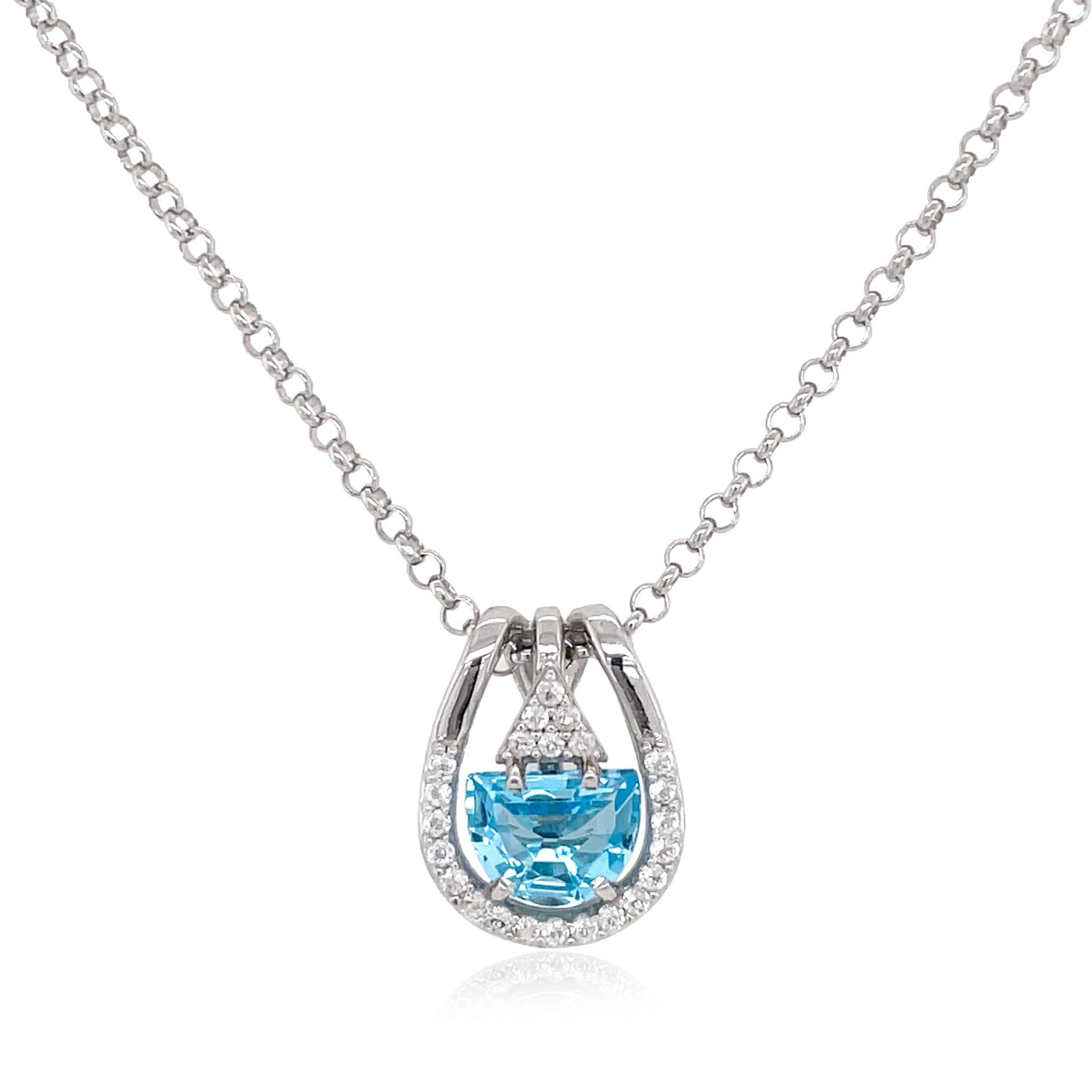 PENDULUM Necklace (1321) - Blue Topaz / SS