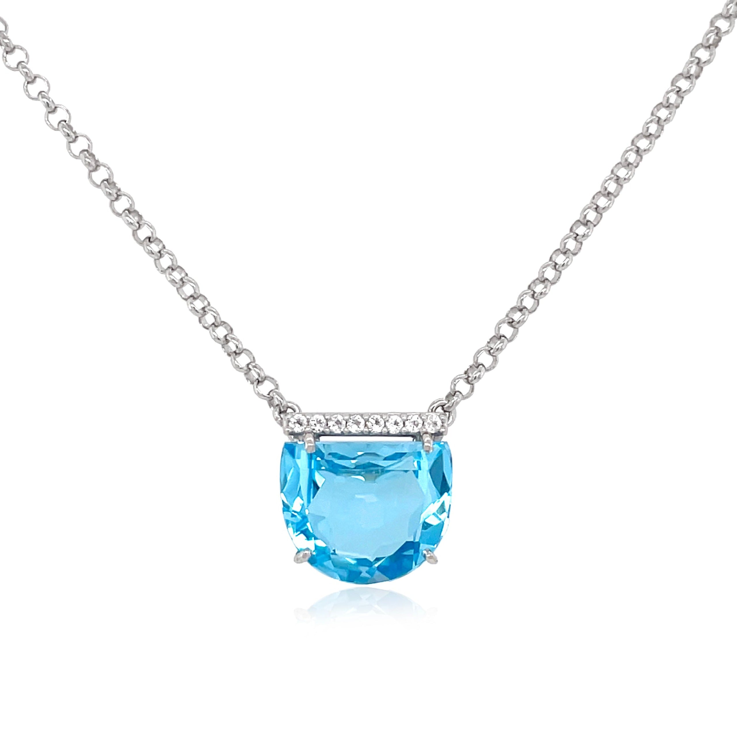 PENDULUM Necklace (1322) - Blue Topaz / SS