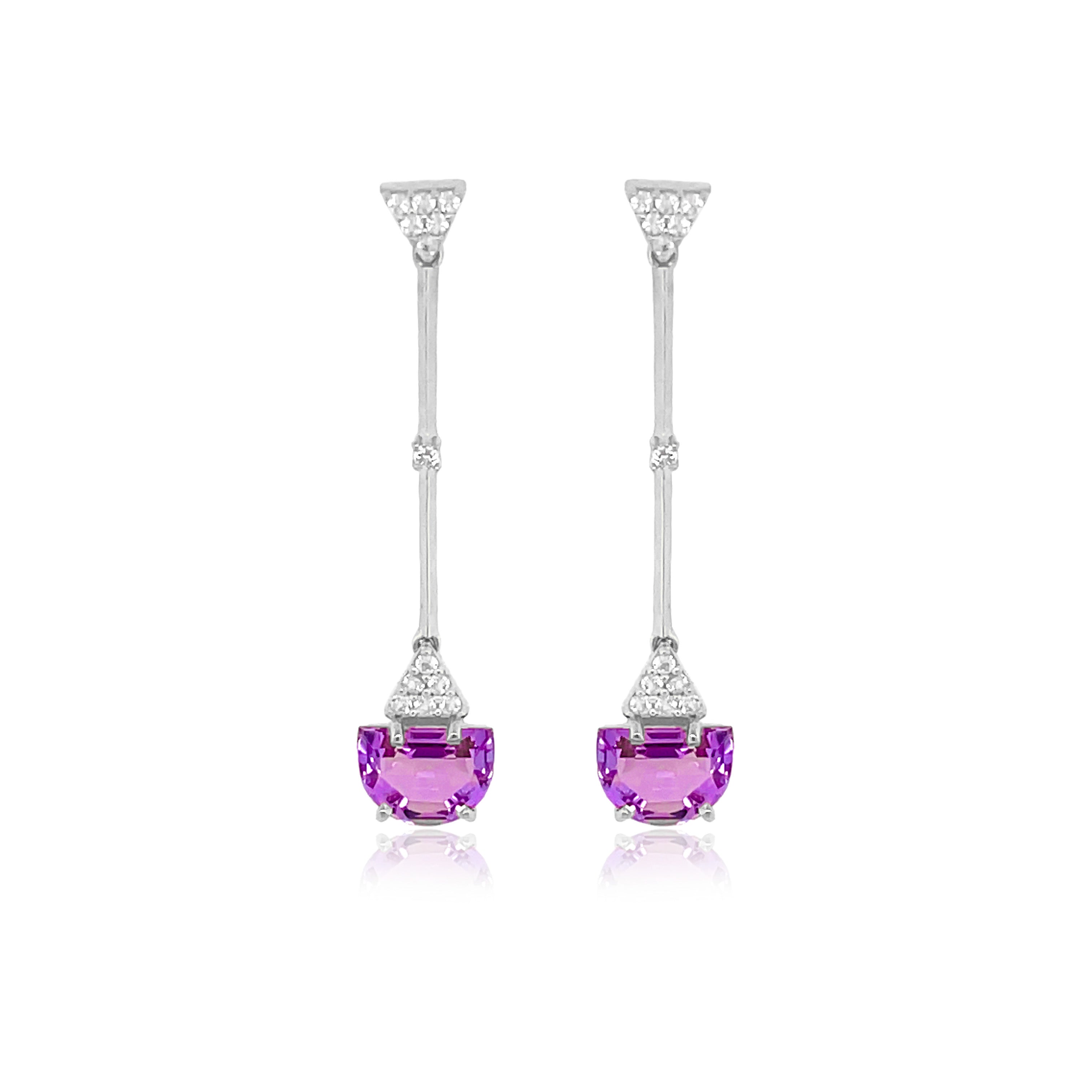 PENDULUM Earrings (1323) - Amethyst / SS