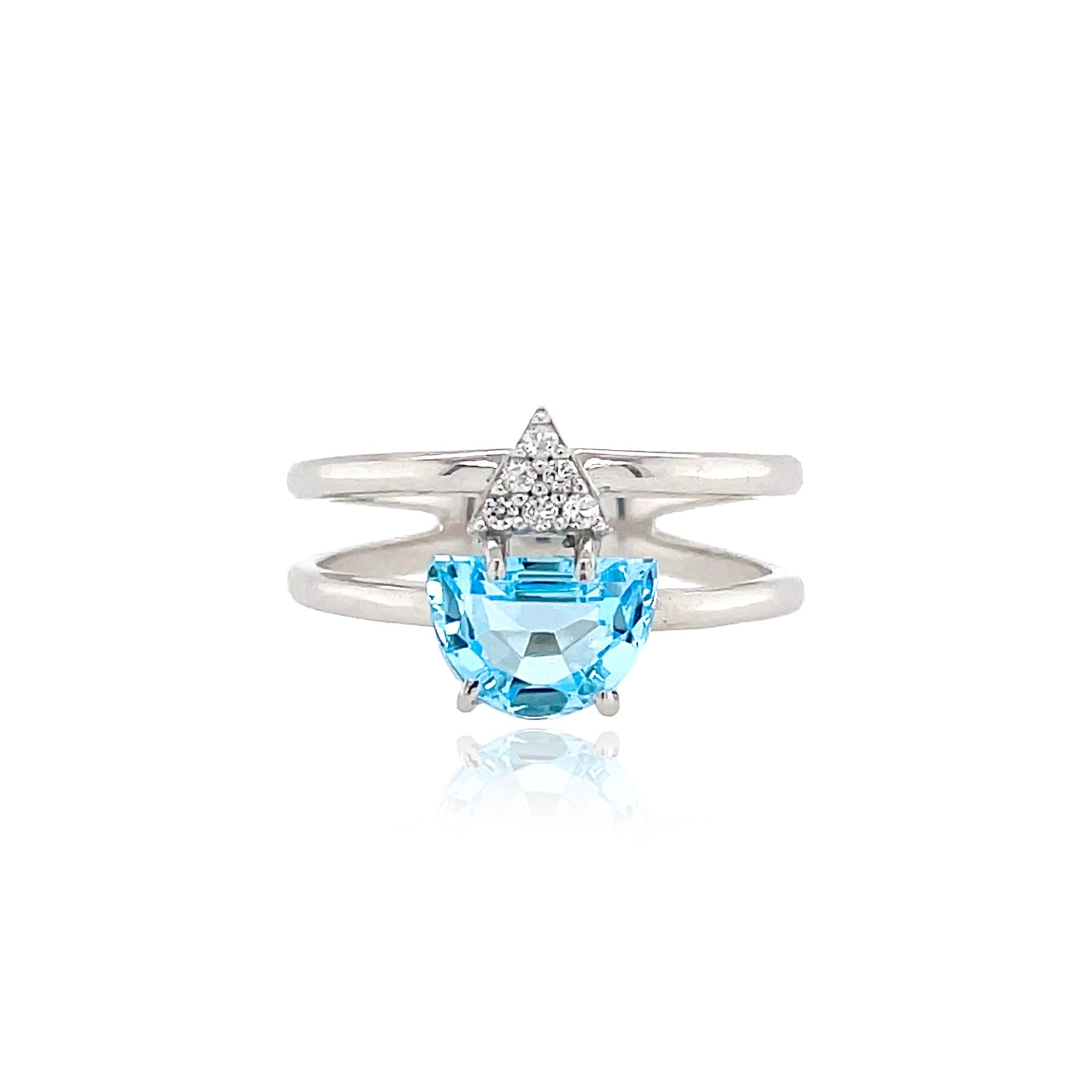 PENDULUM Ring (1323) - Blue Topaz / SS