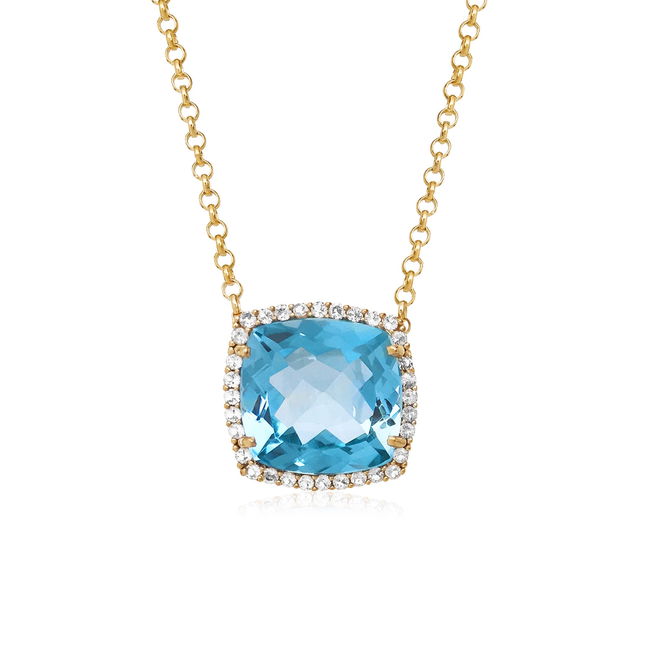 DEUX Necklace (1145) - Blue Topaz / YG