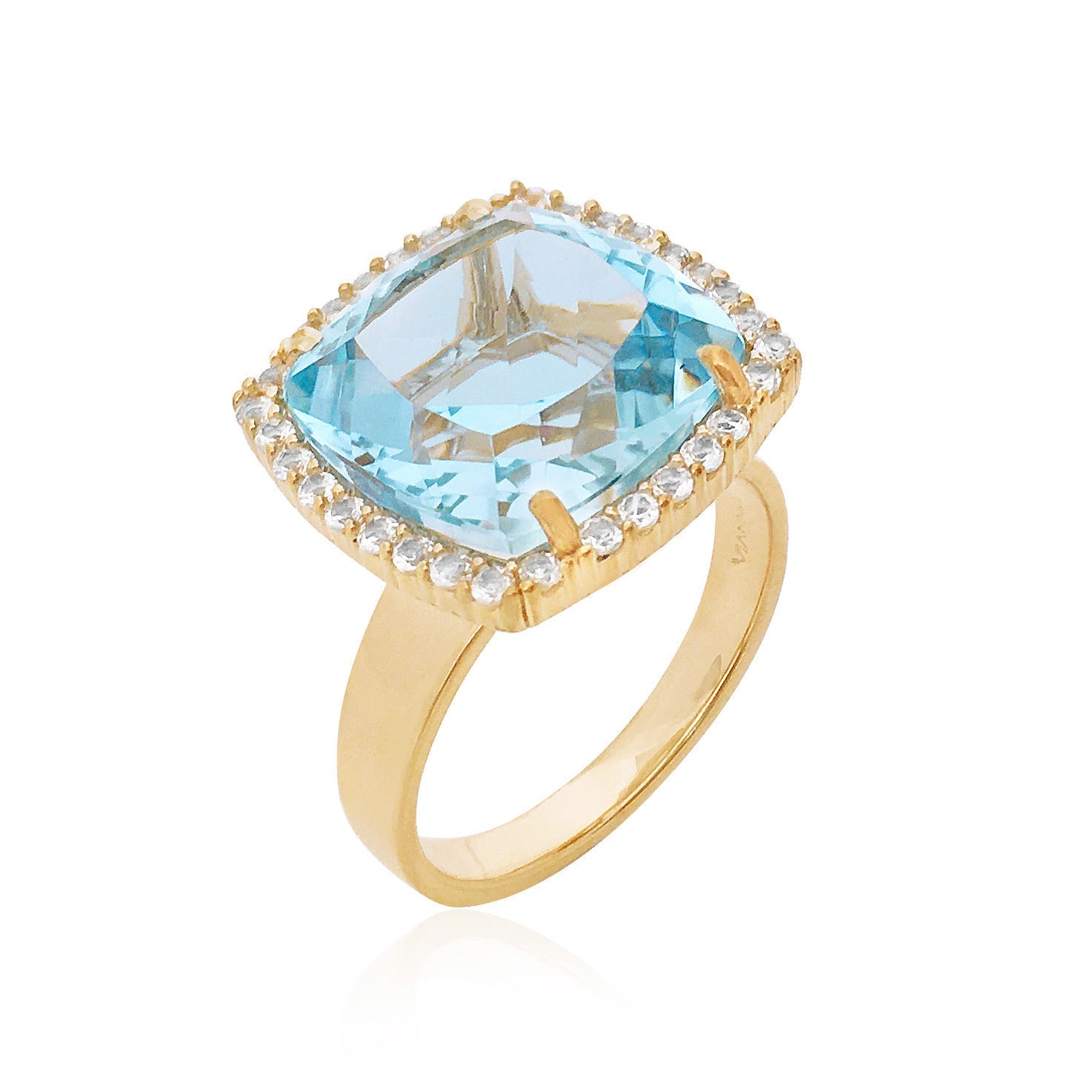 DEUX Ring (1145) - Blue Topaz /  YG