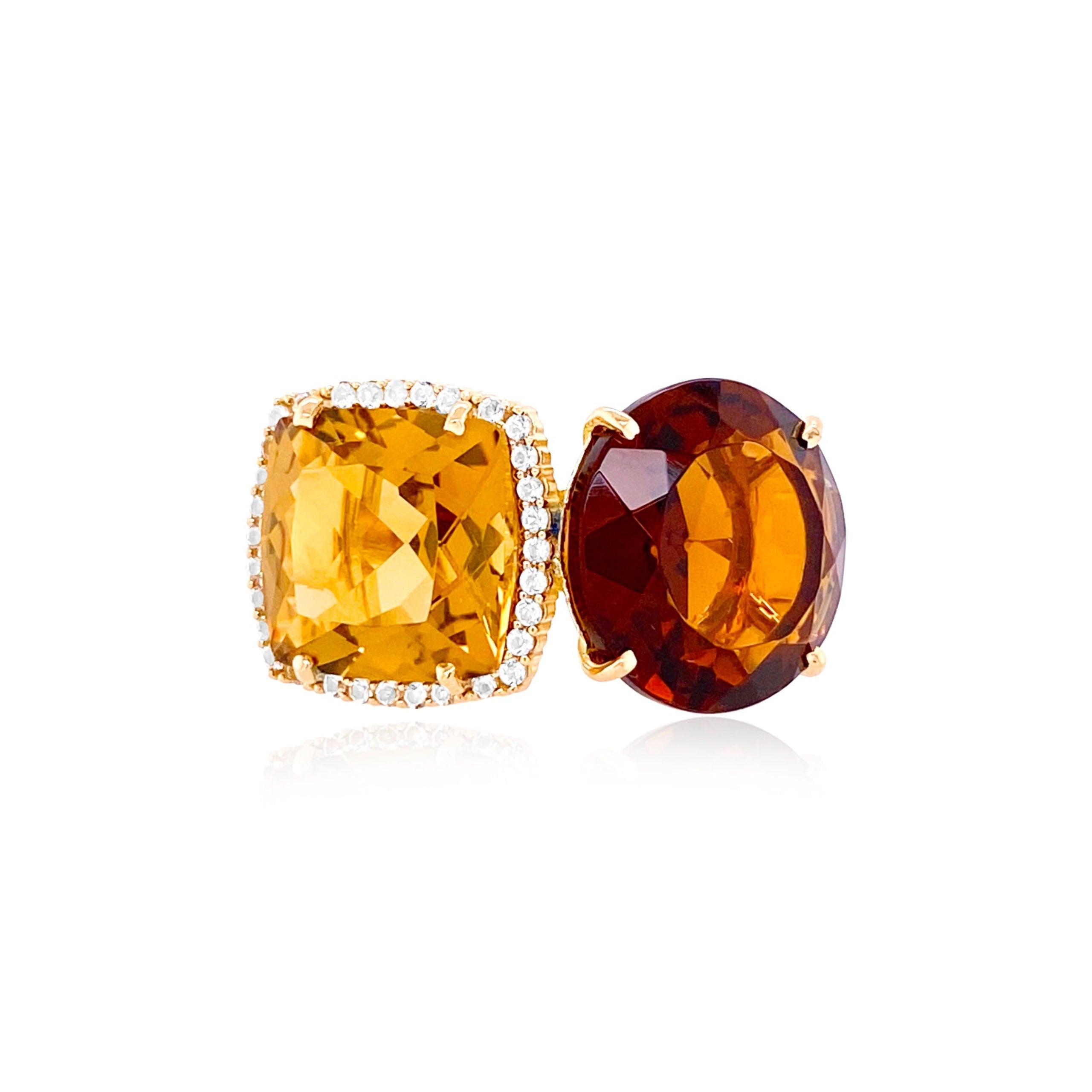 DEUX Ring (1145) - Champagne Citrine, Whisky Citrine / YG