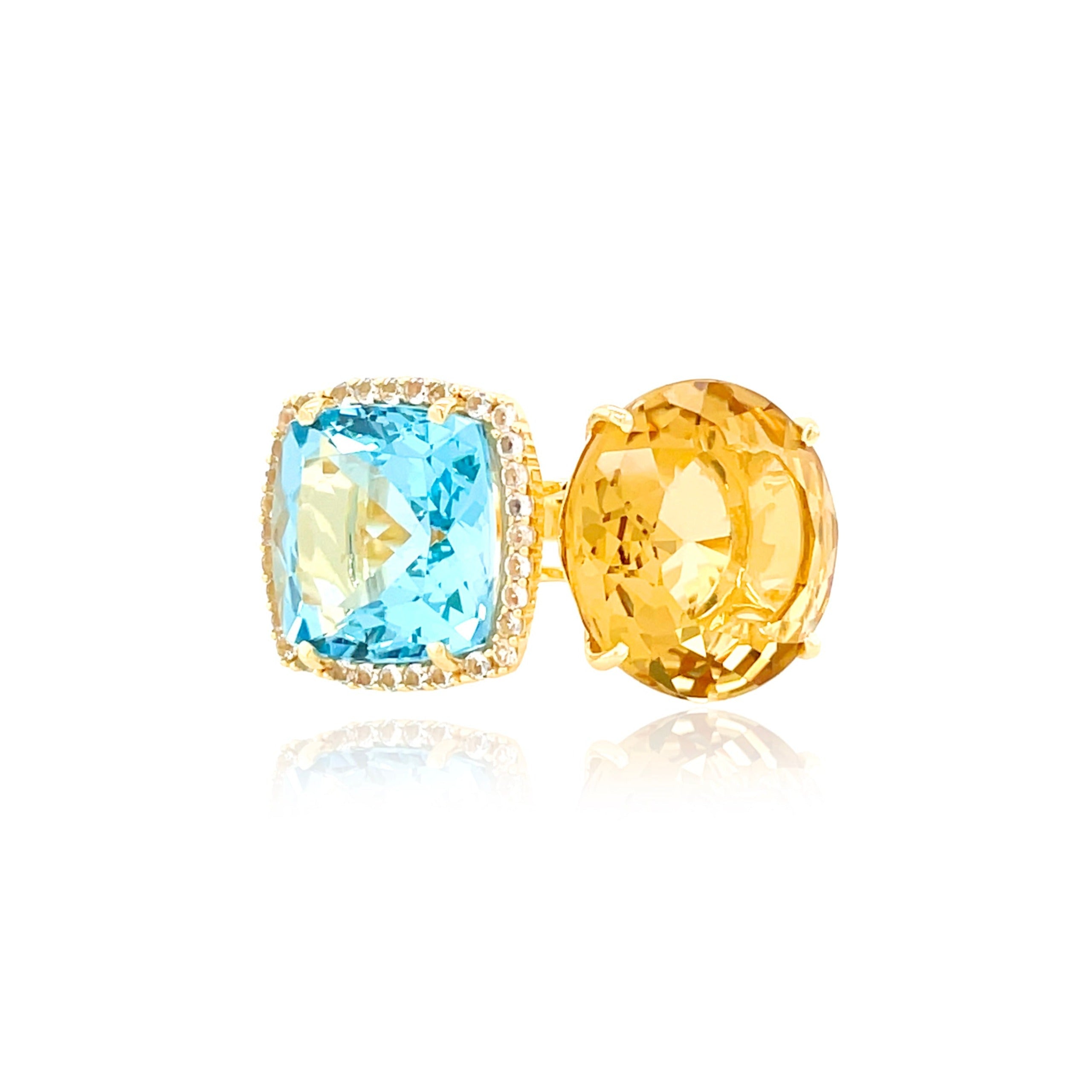 DEUX Ring (1145) - Citrine, Blue Topaz / YG