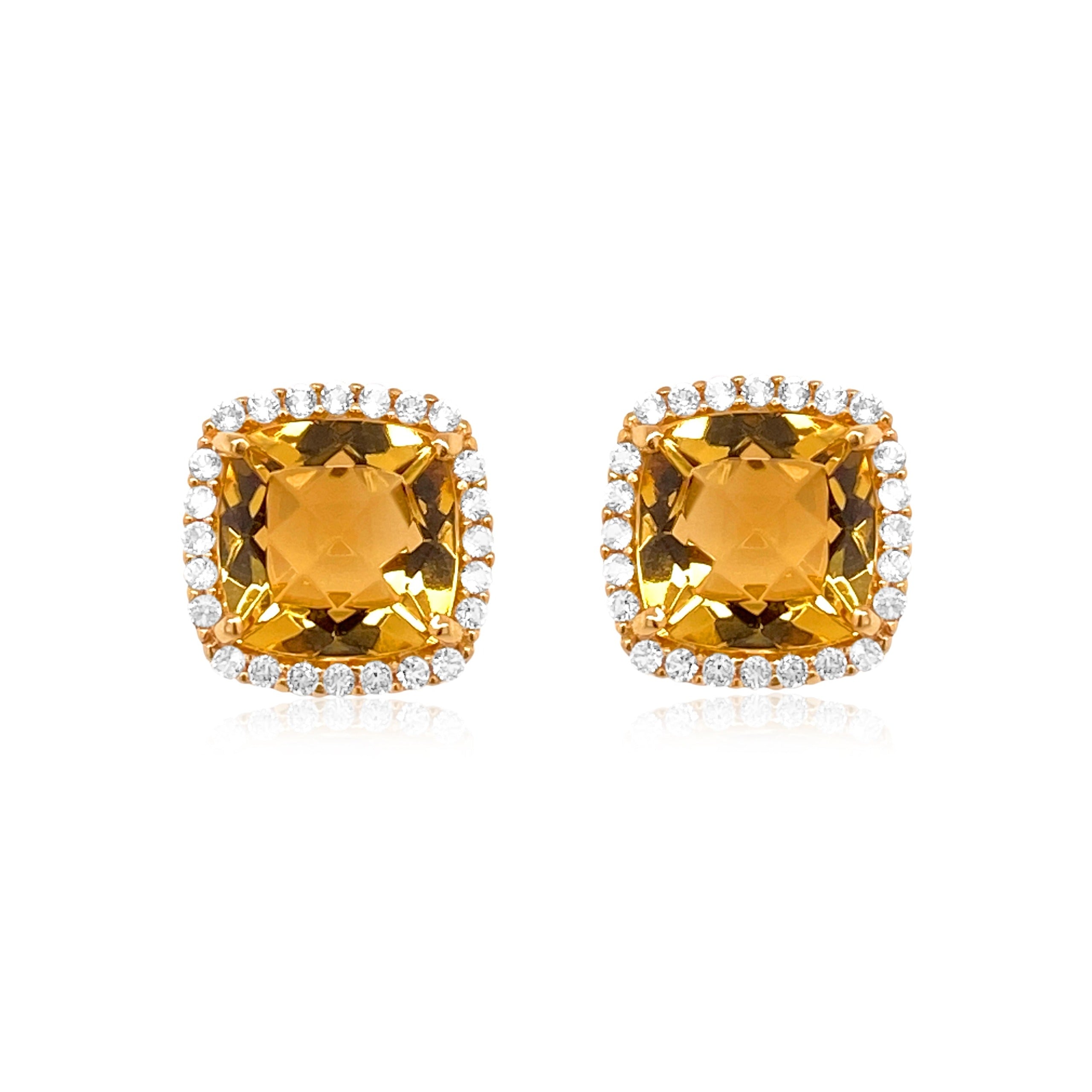 DEUX Earrings (1145) - Champagne Citrine / YG