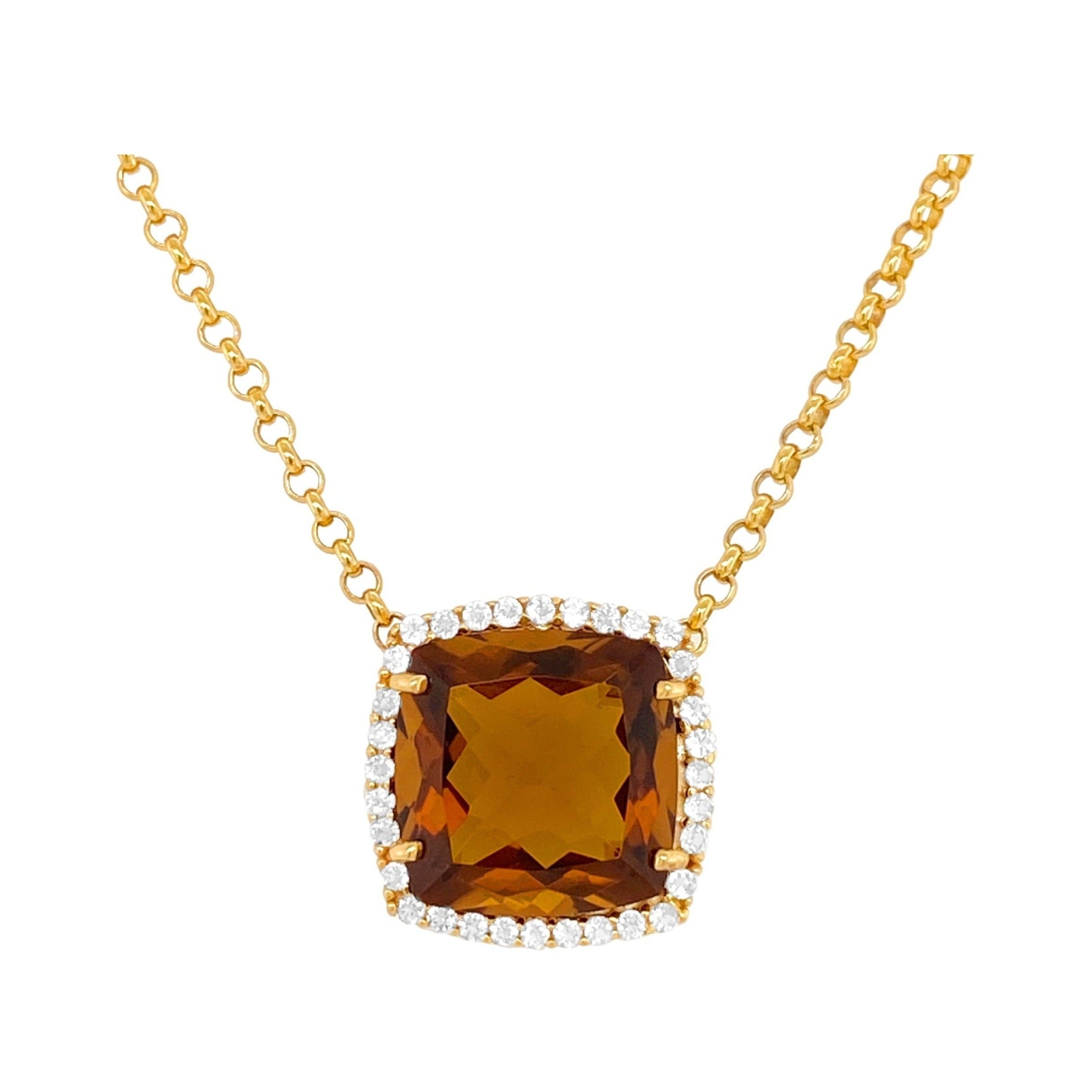 DEUX Necklace (1145) - Whisky Citrine /  YG