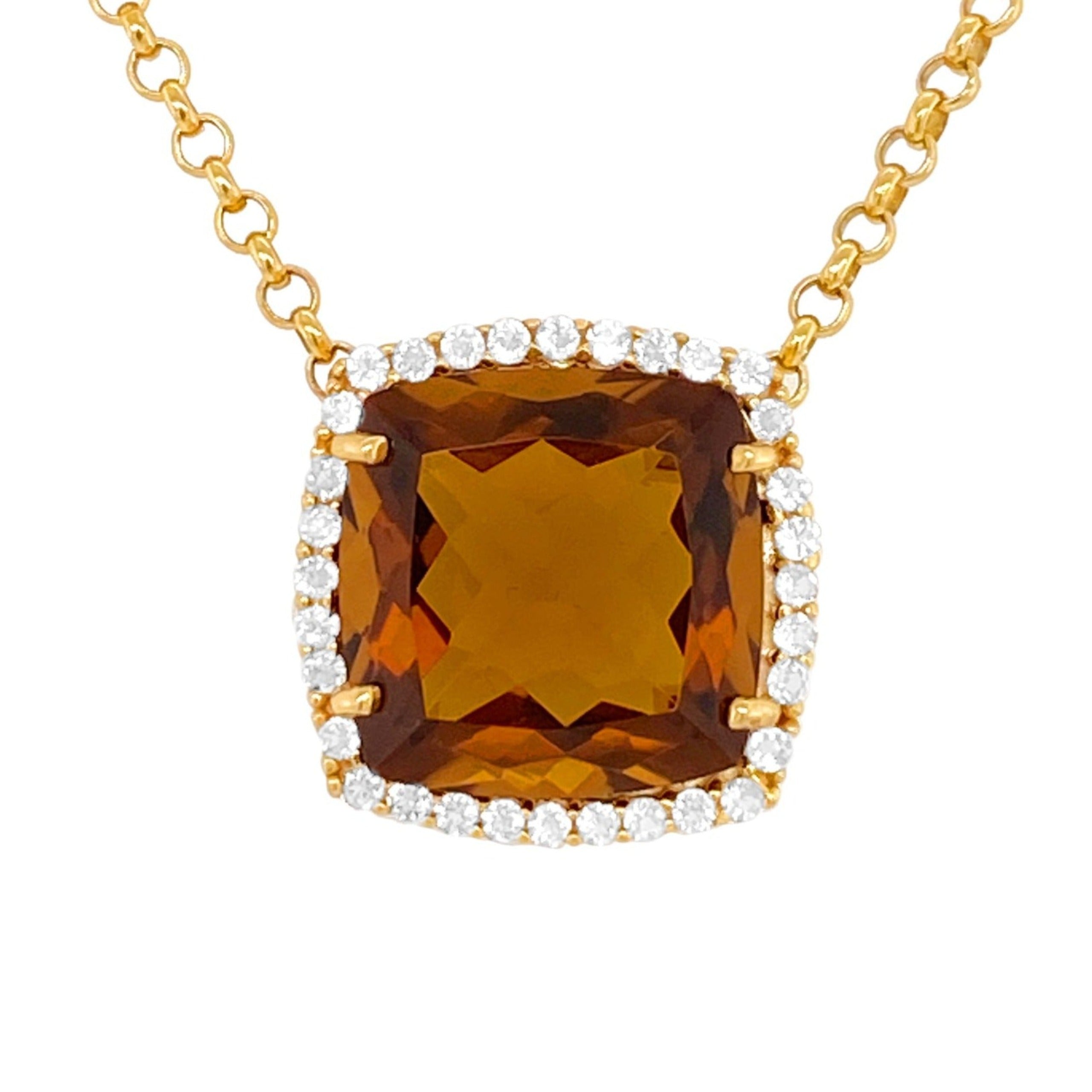 DEUX Necklace (1145) - Whisky Citrine /  YG