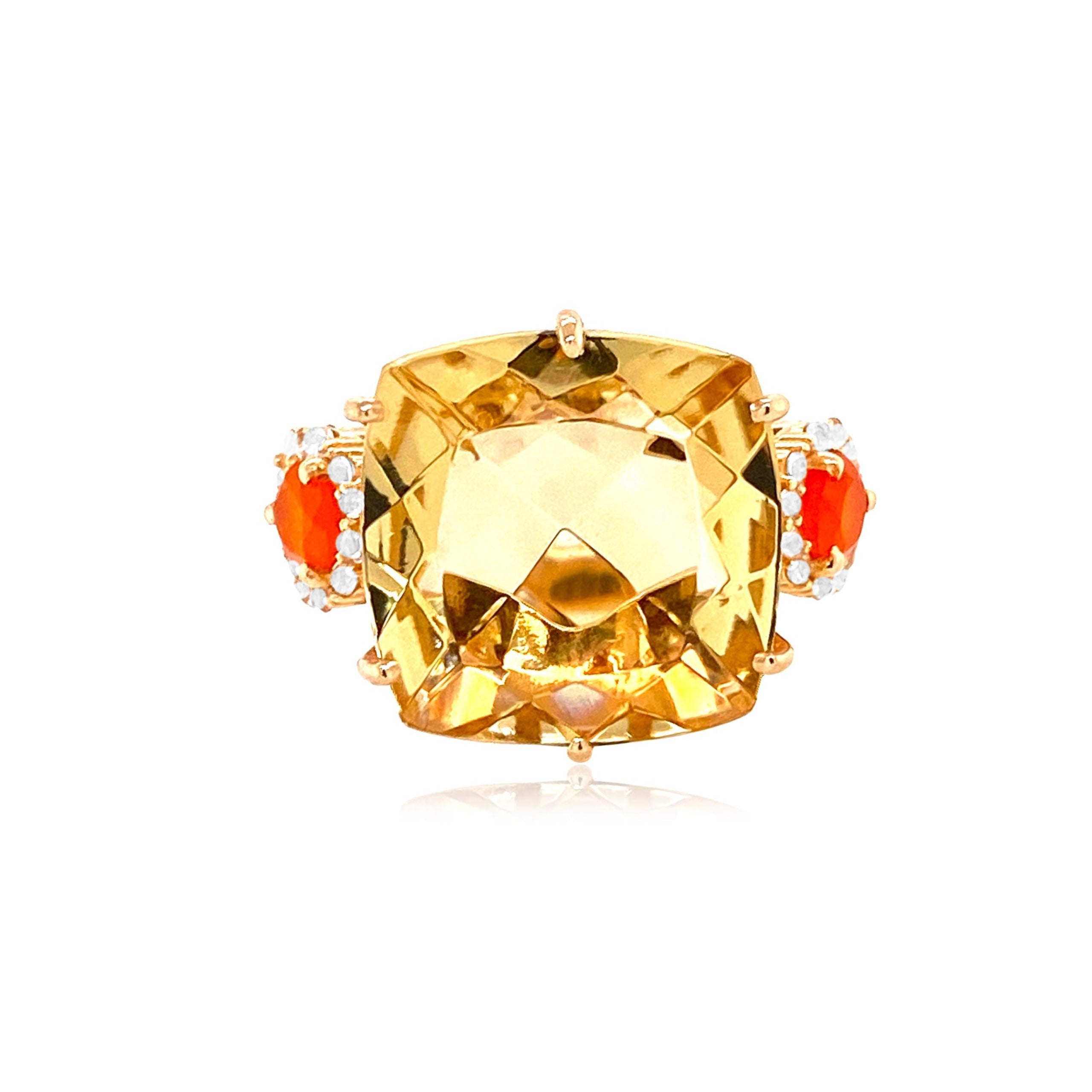 DEUX Ring (1145) - Light Citrine, Orange Cornelian / YG