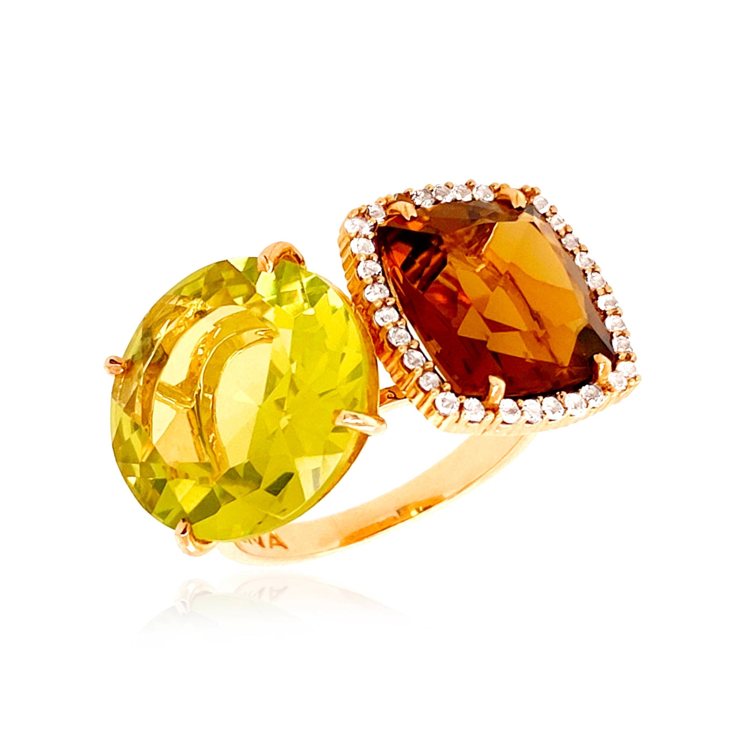 DEUX Ring (1145) - Lemon Citrine, Whisky Citrine / YG