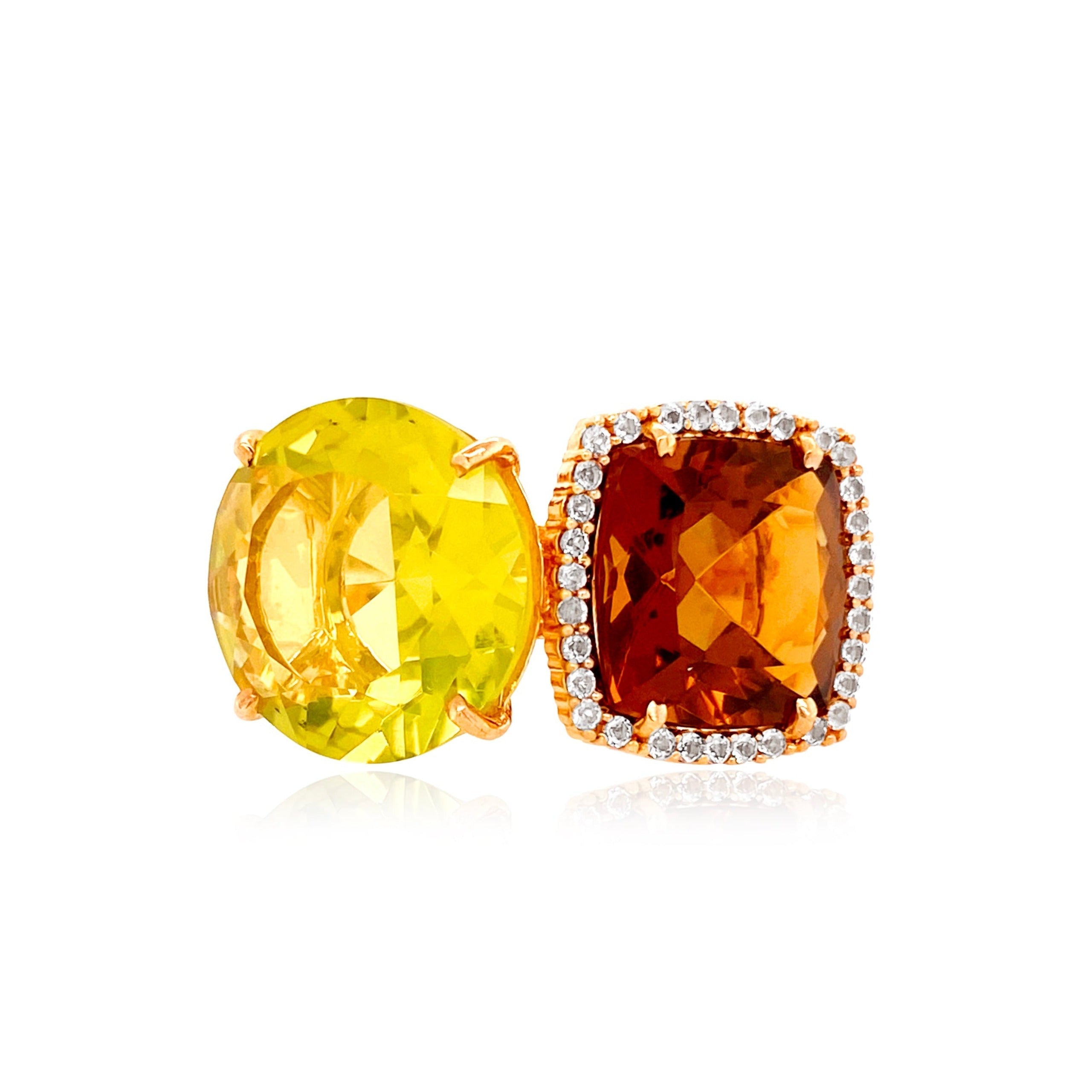 DEUX Ring (1145) - Lemon Citrine, Whisky Citrine / YG