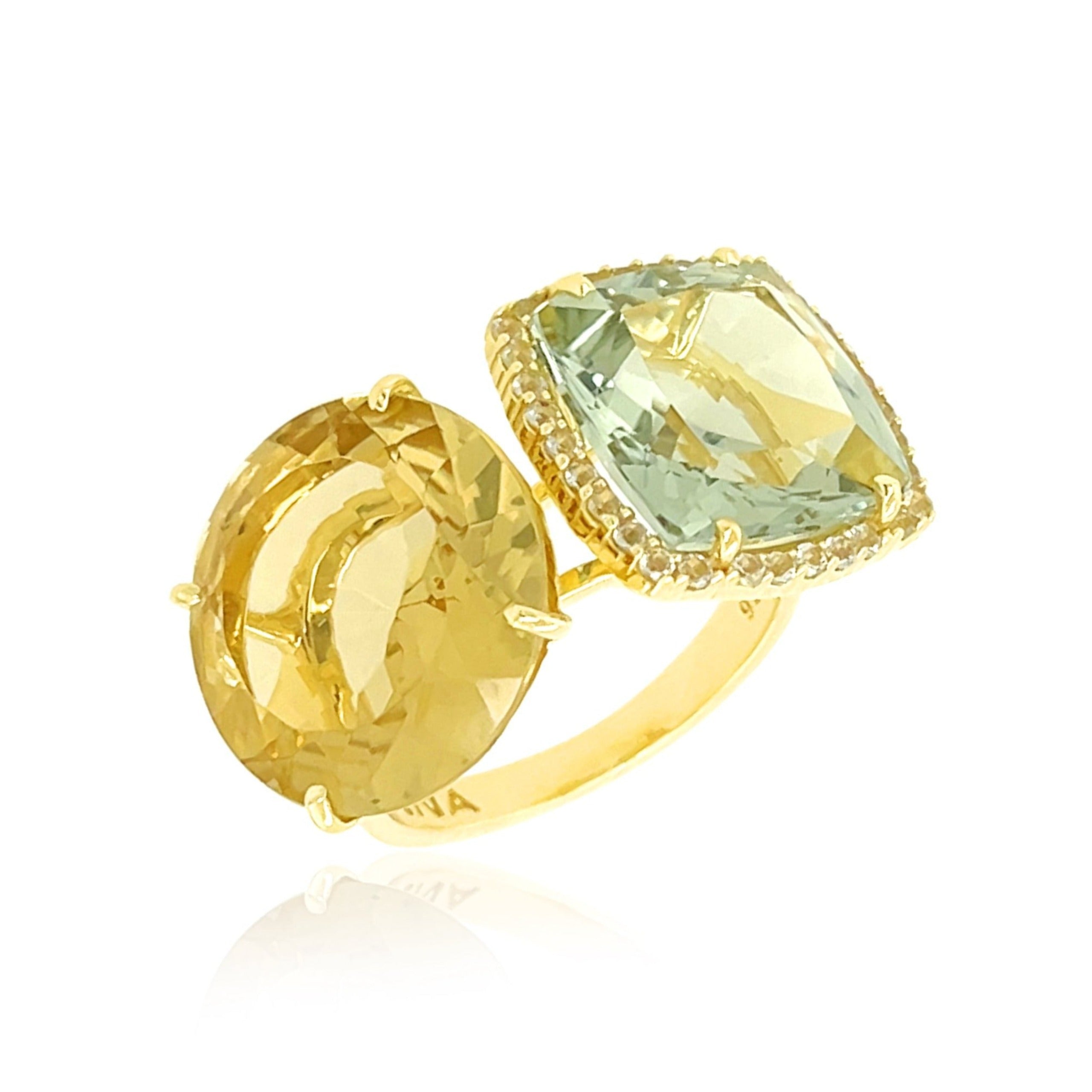 DEUX Ring (1145) - Prasiolite, Light Citrine / YG