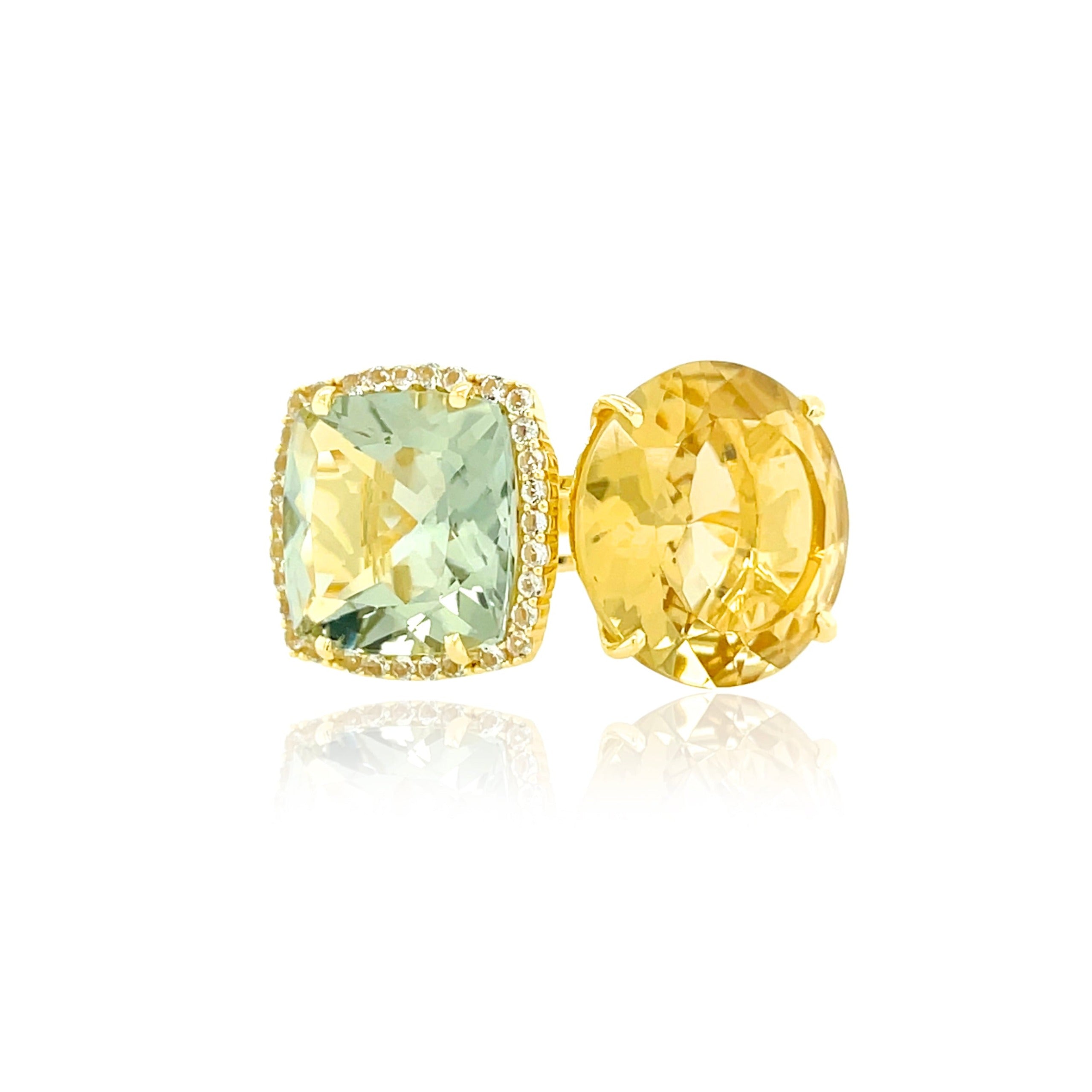 DEUX Ring (1145) - Prasiolite, Light Citrine / YG