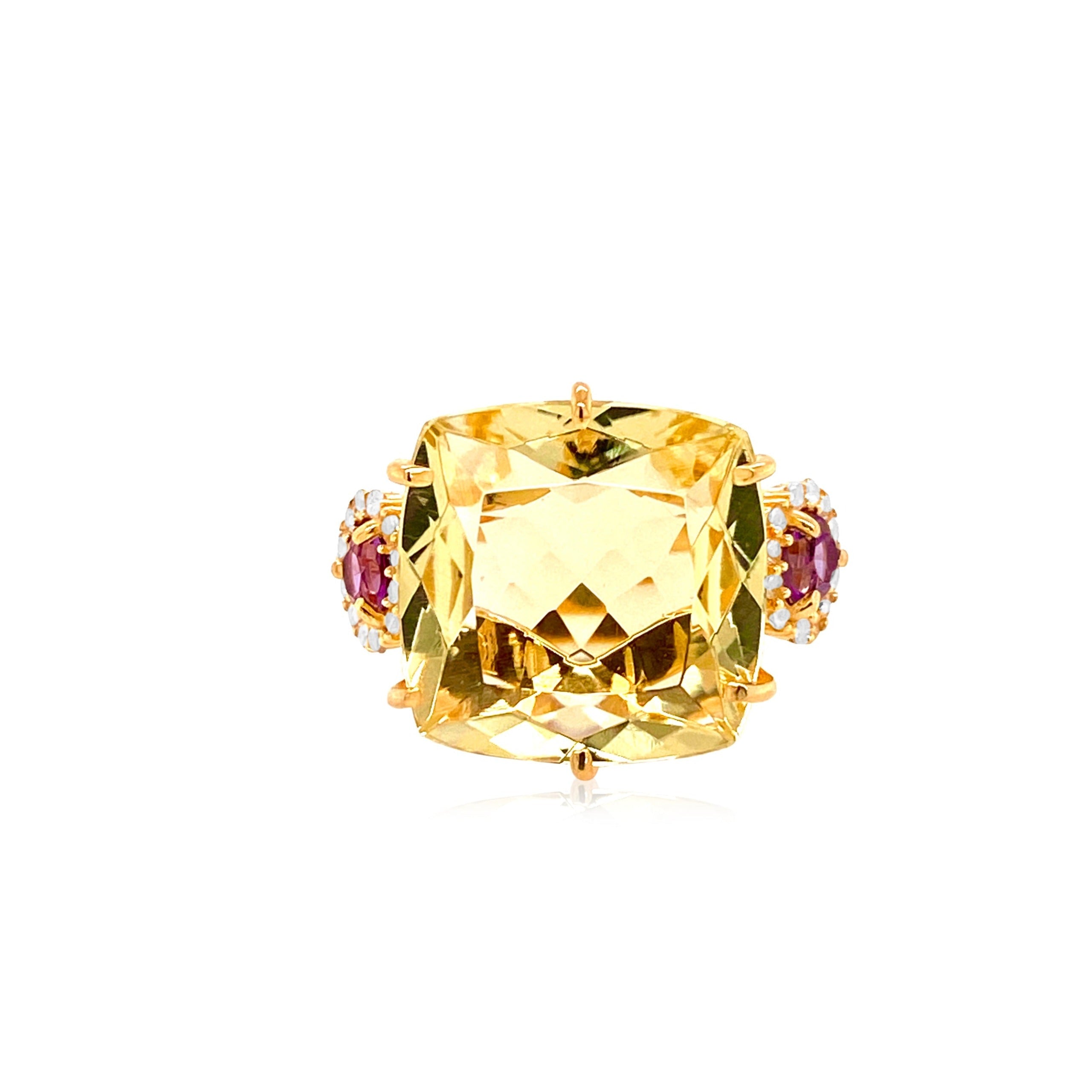 DEUX Ring (1145) - Light Citrine, Amethyst / YG