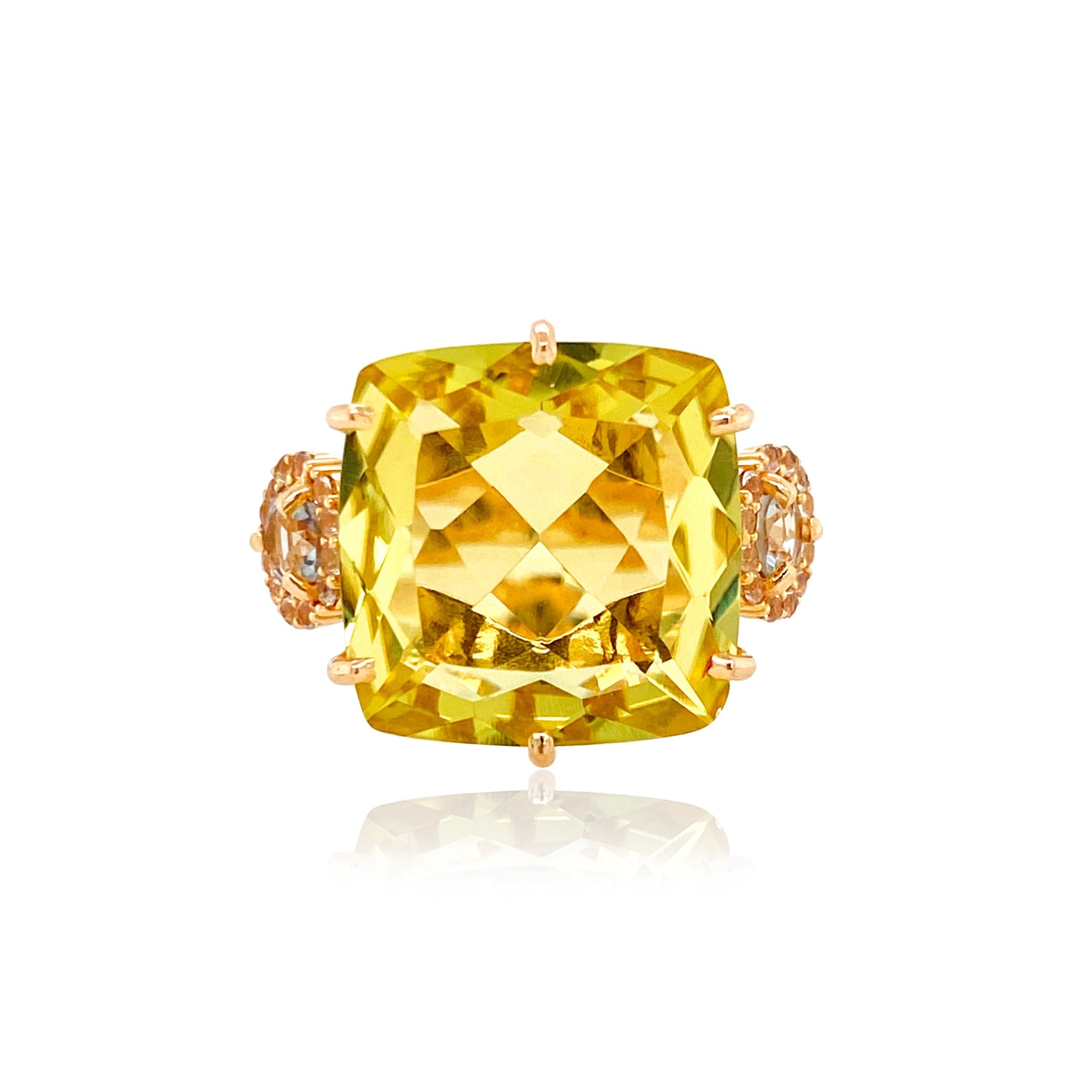 DEUX Ring (1145) - Lemon Citrine, Prasiolite / YG