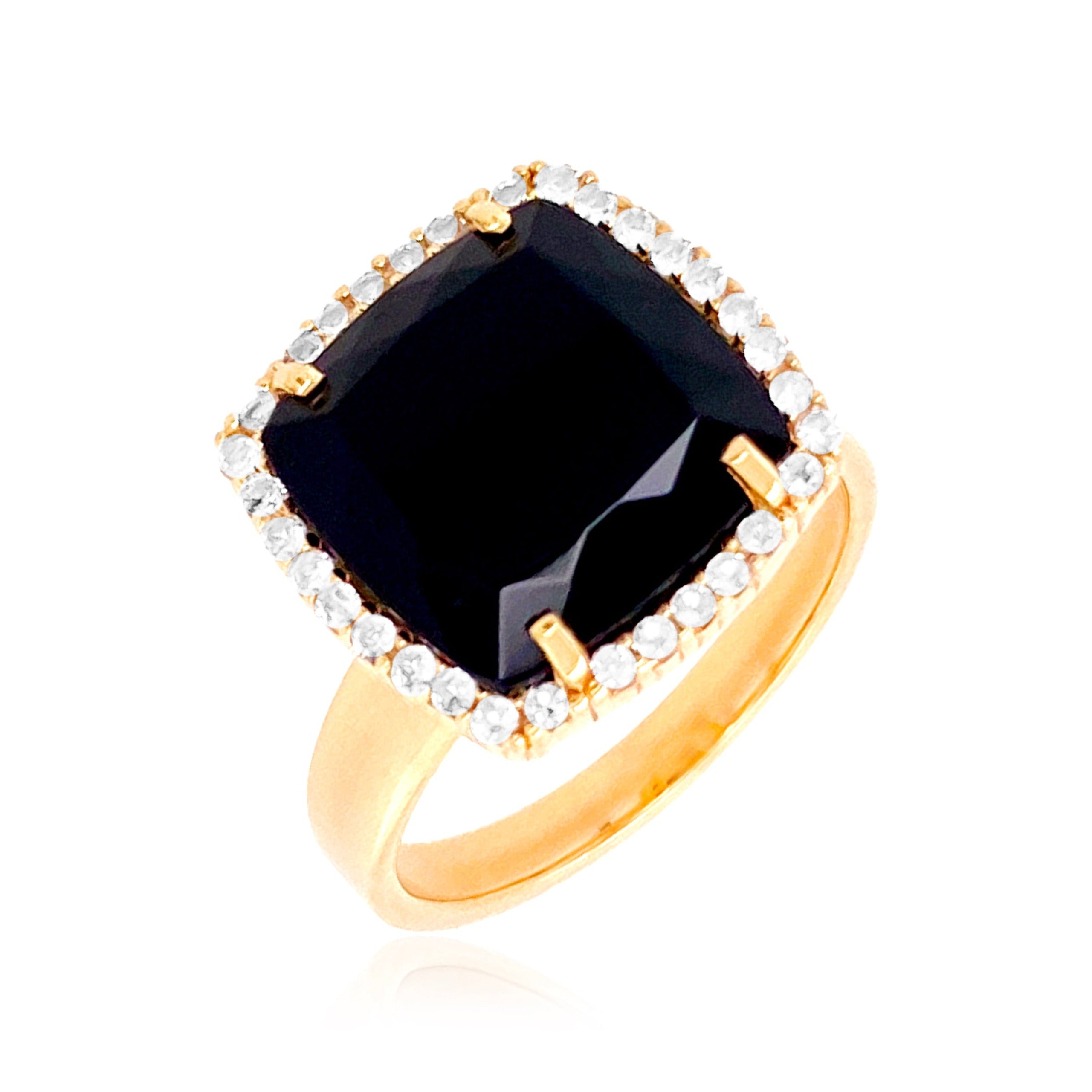 DEUX Ring (1145) - Black Quartz / YG