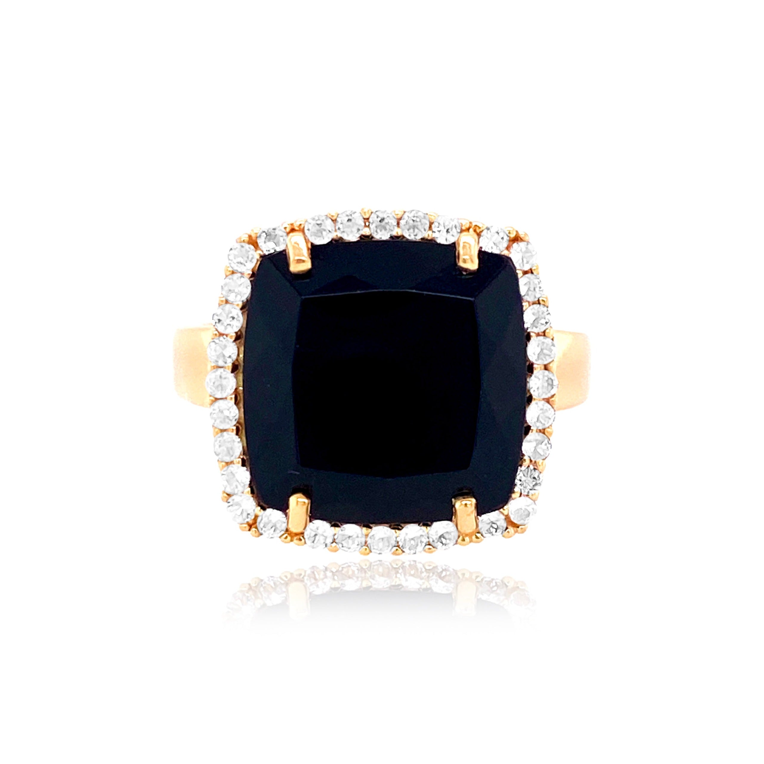 DEUX Ring (1145) - Black Quartz / YG