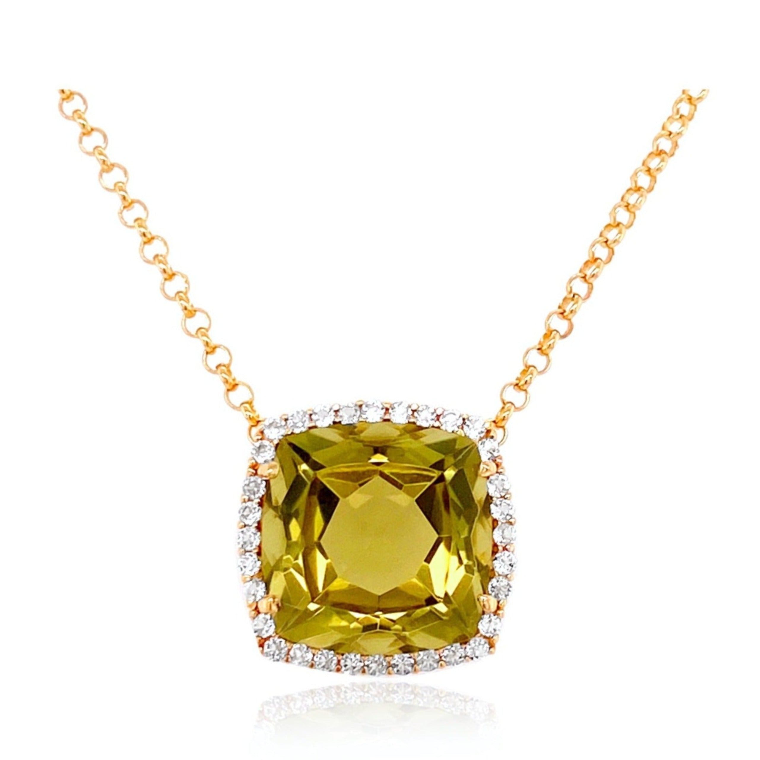 DEUX Necklace (1145) - Olive Quartz /  YG