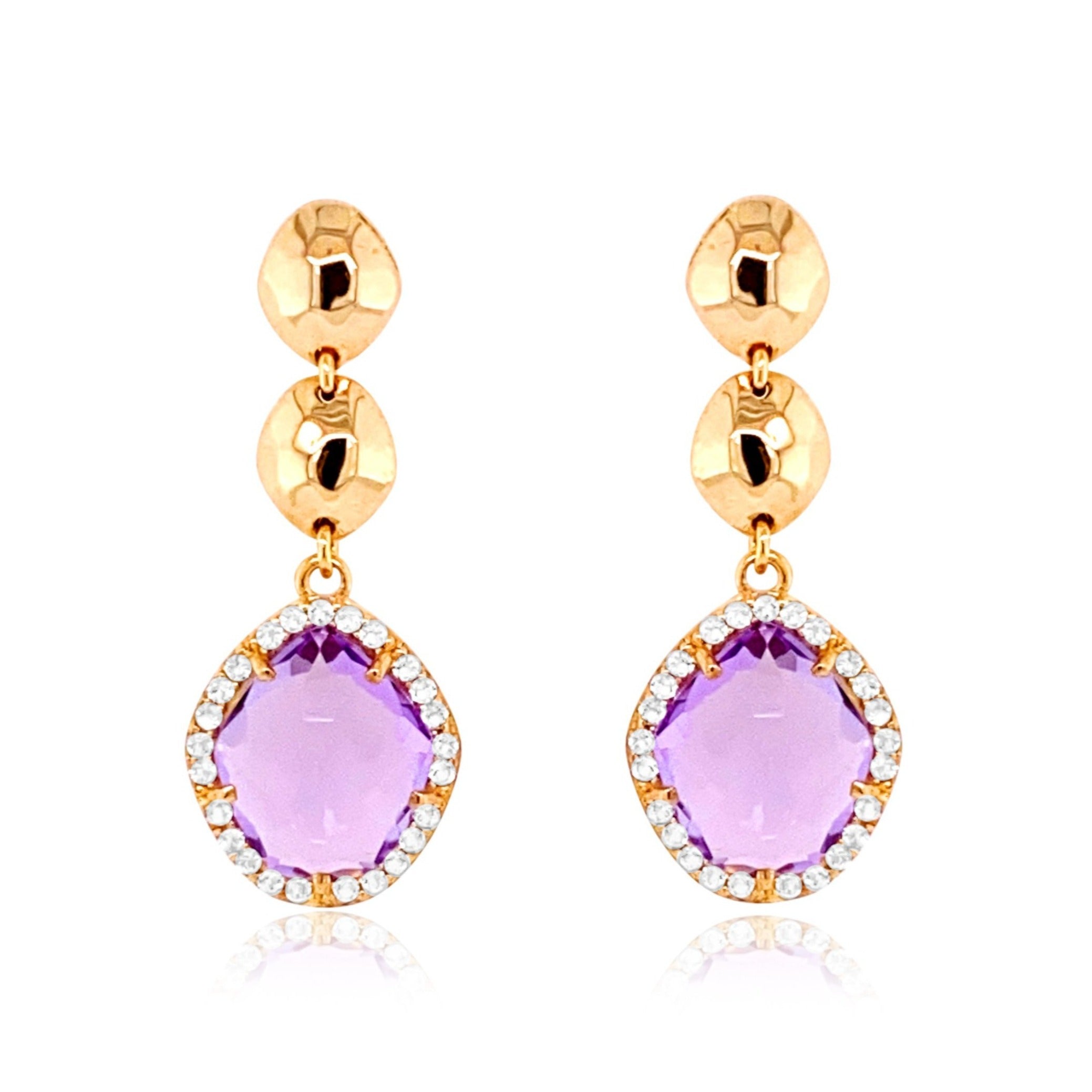 PANORAMA Earrings - Pink Amethyst /  YG