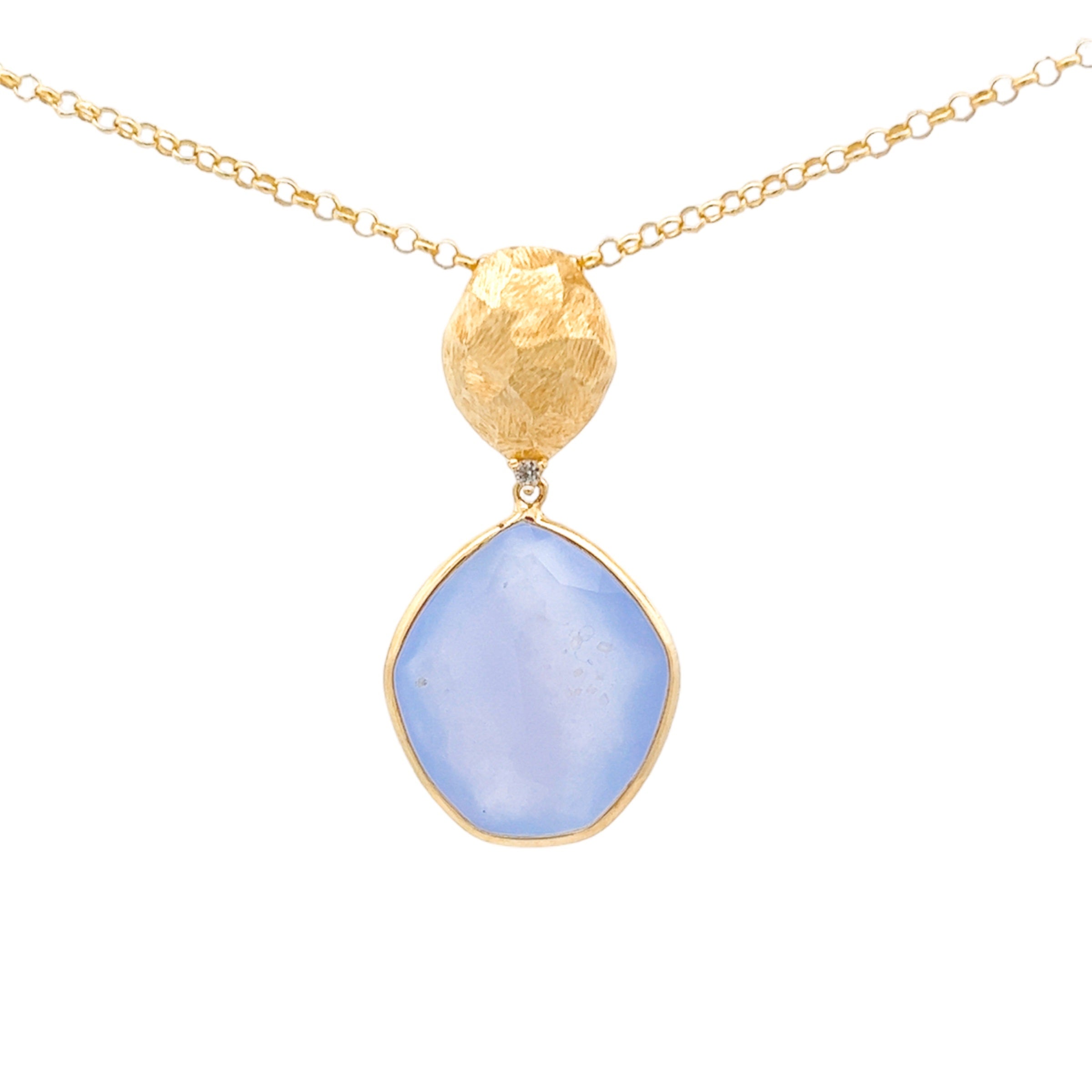 PANORAMA Necklace (1260) - Blue Chalcedony / YG