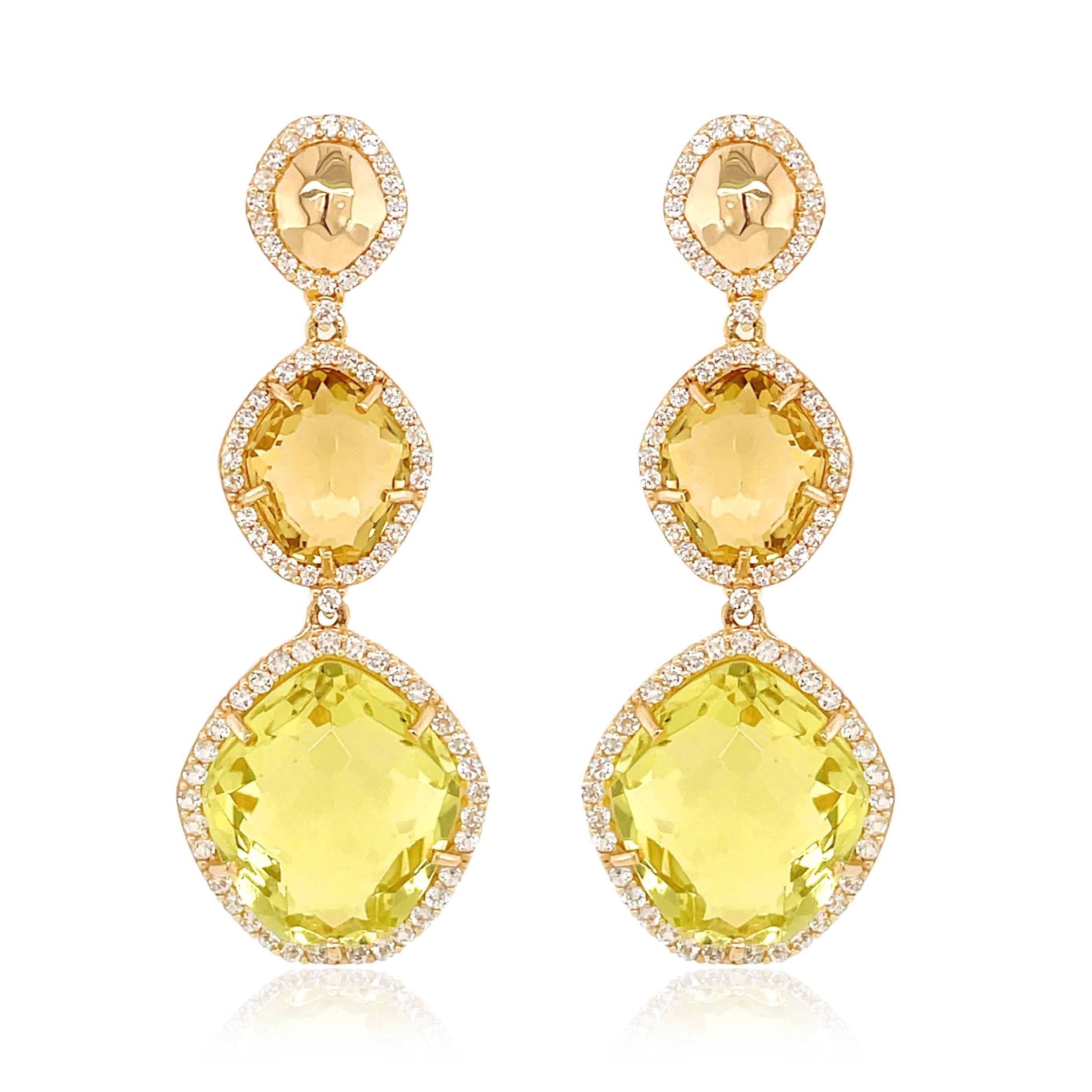 PANORAMA Earrings (1260) - Lemon Citrine, Champagne Citrine / YG