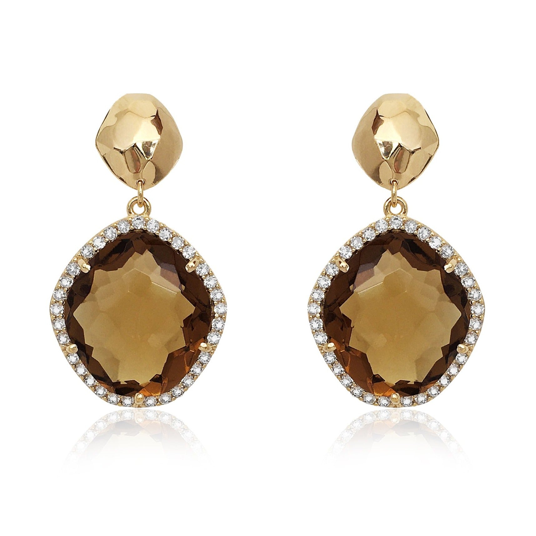 PANORAMA Earrings (1260) - Whisky Citrine /  YG