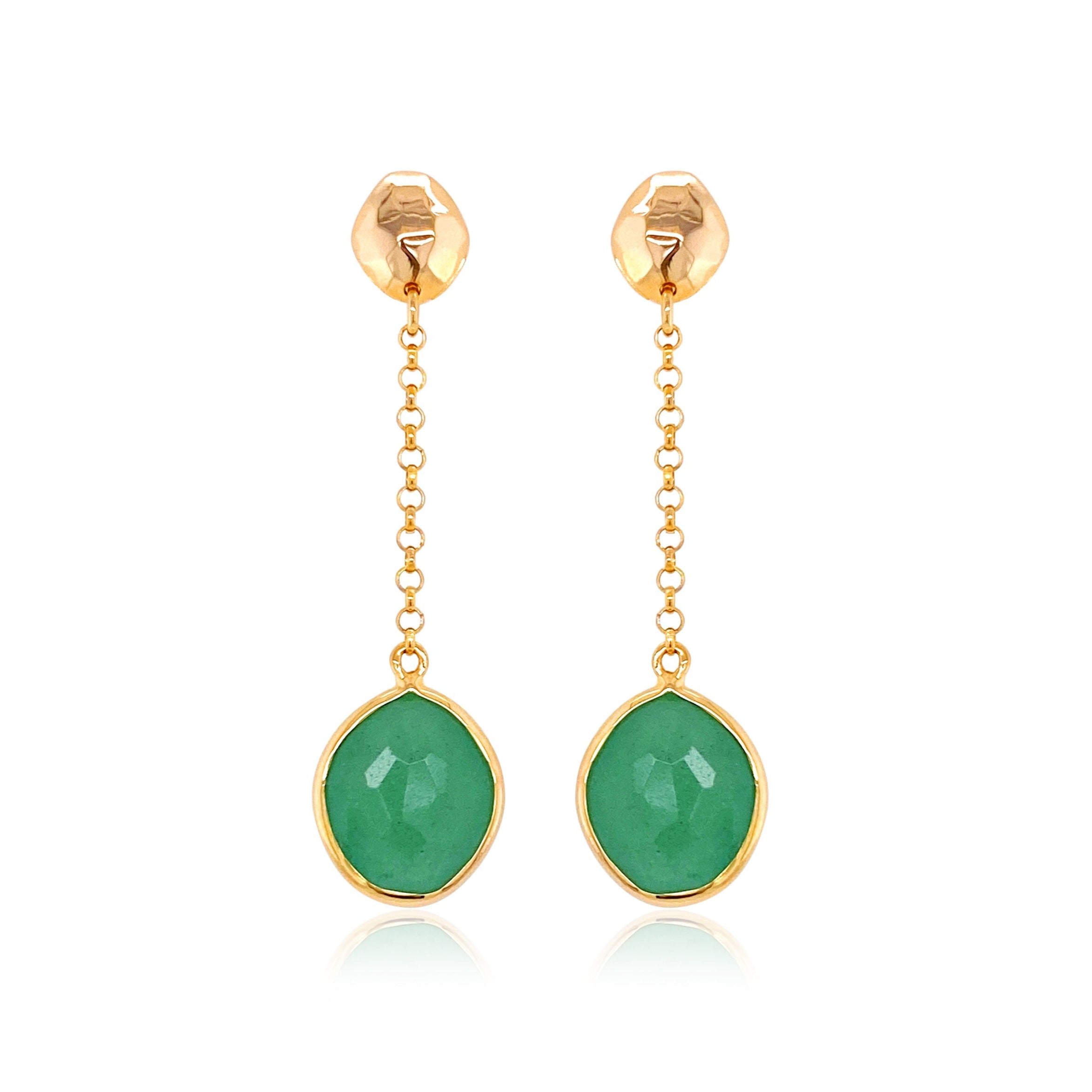 PANORAMA Earrings (1260) - Green Quartz / YG