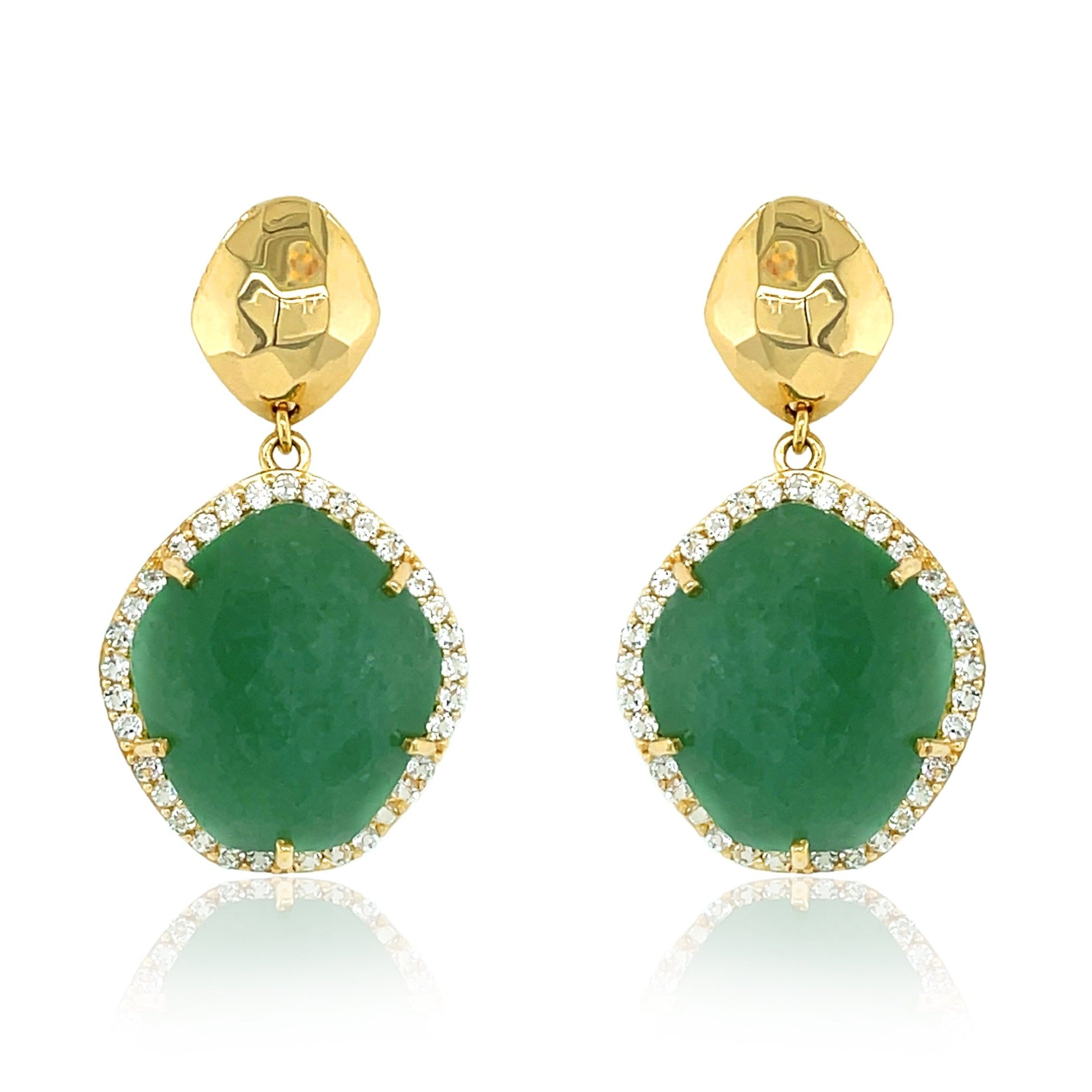 PANORAMA Earrings (1260) - Green Quartz /  YG