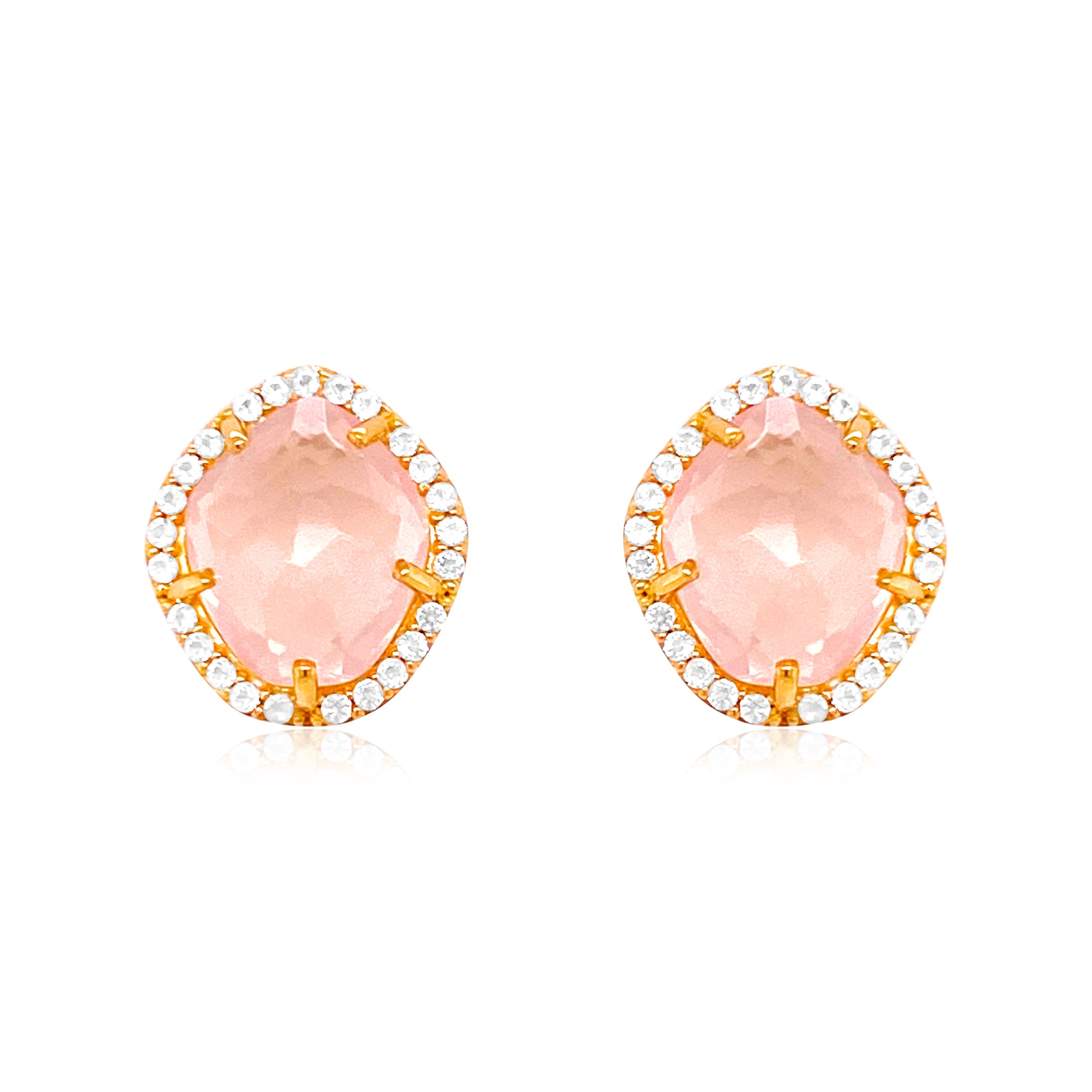 PANORAMA Earrings (1260) - Rose Quartz / YG