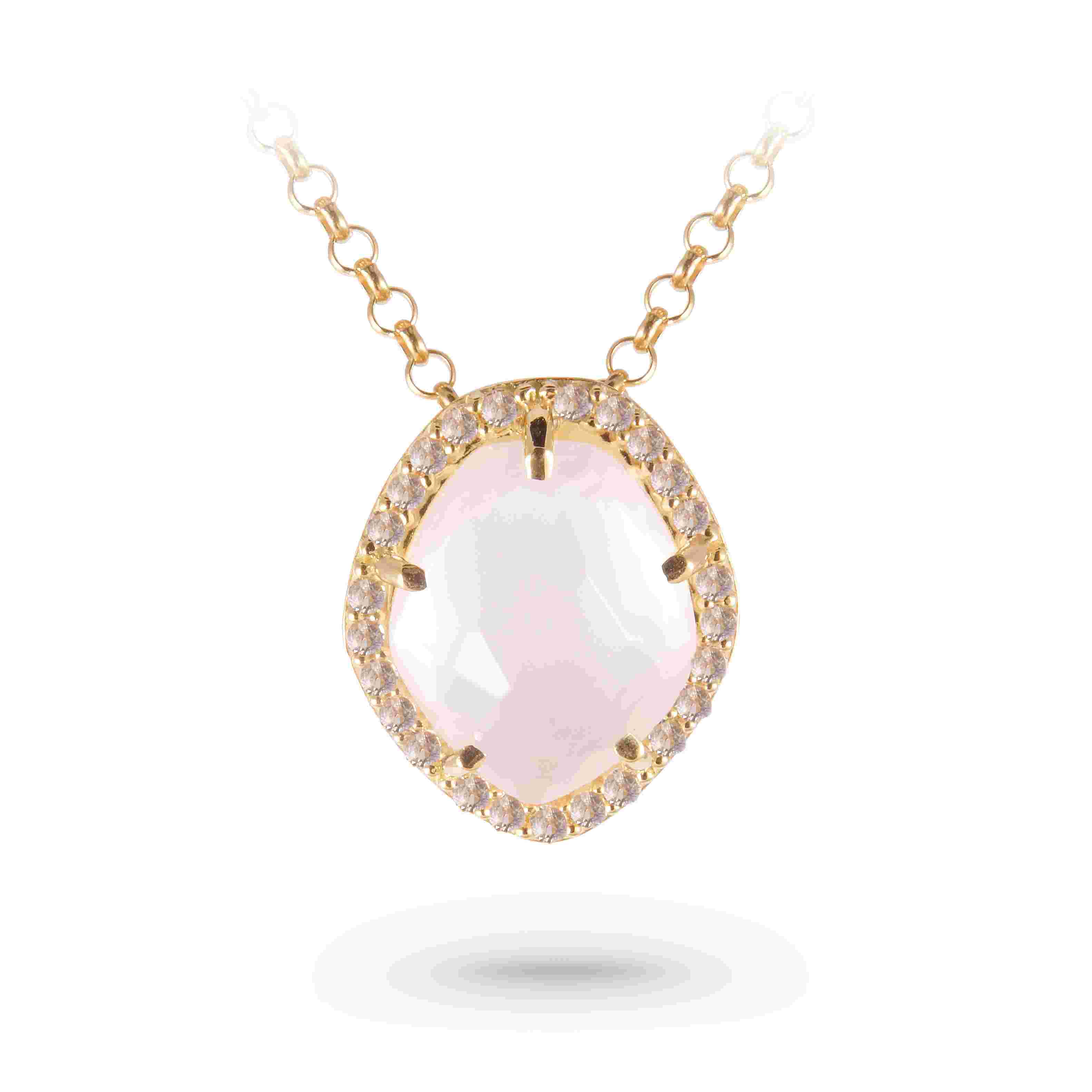 PANORAMA Necklace (1260) - Rose Quartz / YG