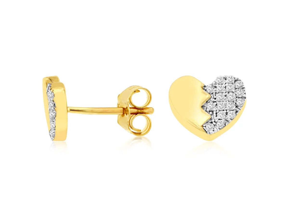 Earrings Y. Diamond Gold Royal Heart