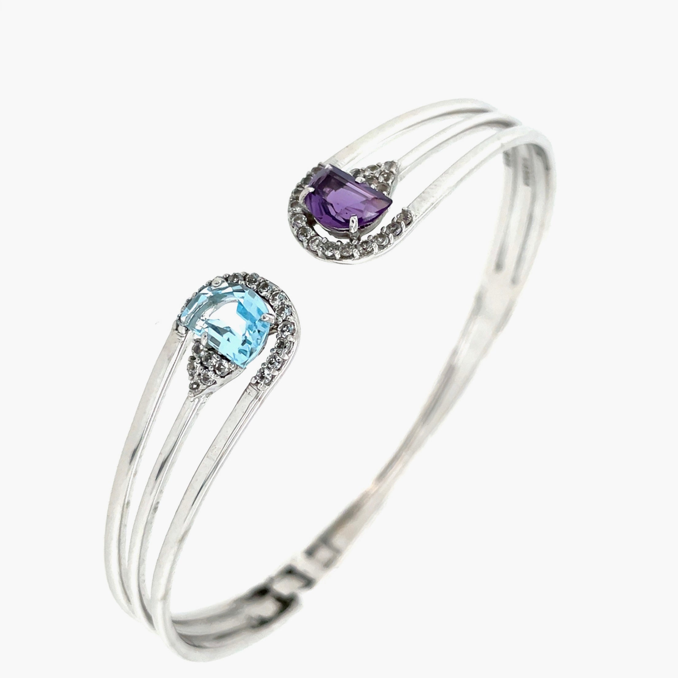 PENDULUM Bracelet - Amethyst, Blue Topaz / SS