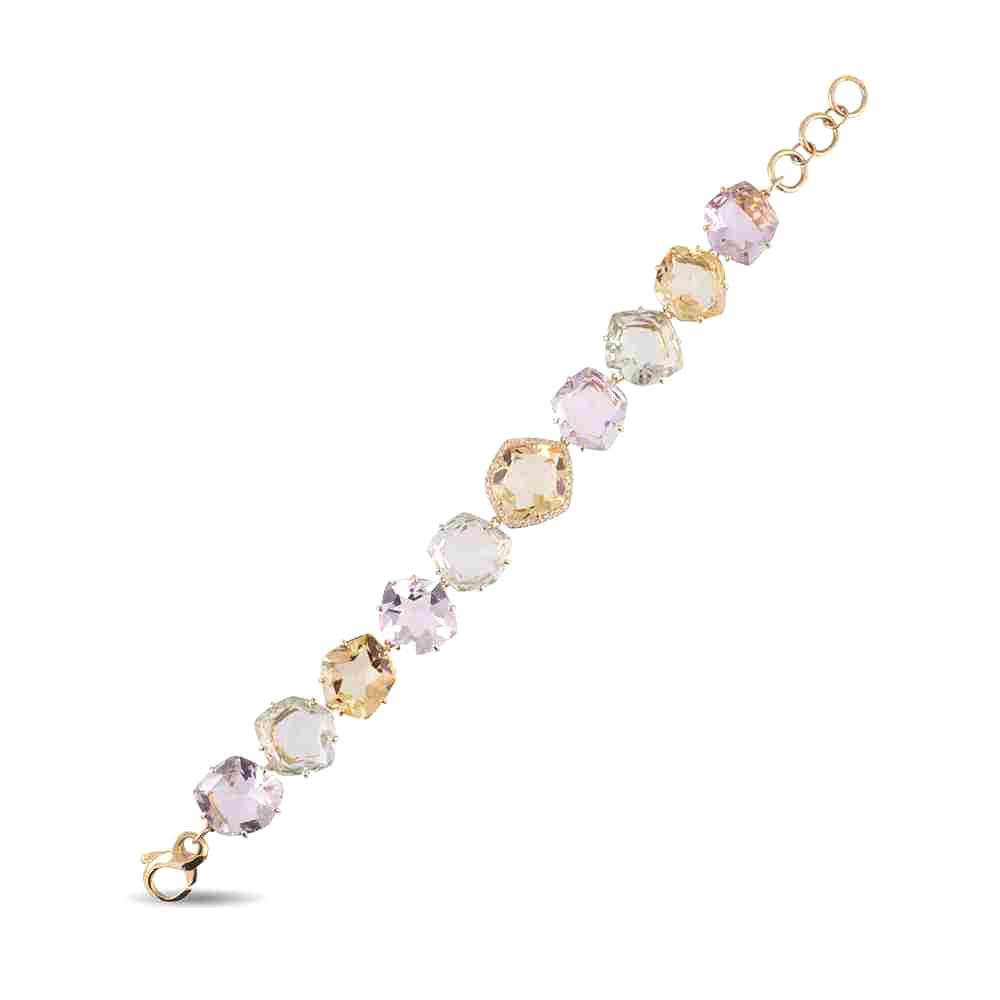 18K Prasiolite / Pink Amethyst / Light Citrine Bracelet