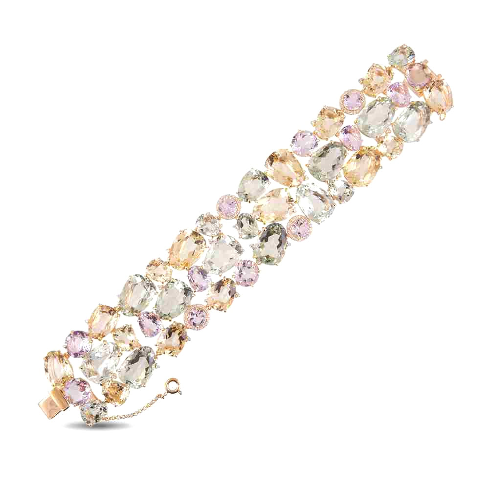 18K Pink Amethyst / Light Citrine / Prasiolite Bracelet