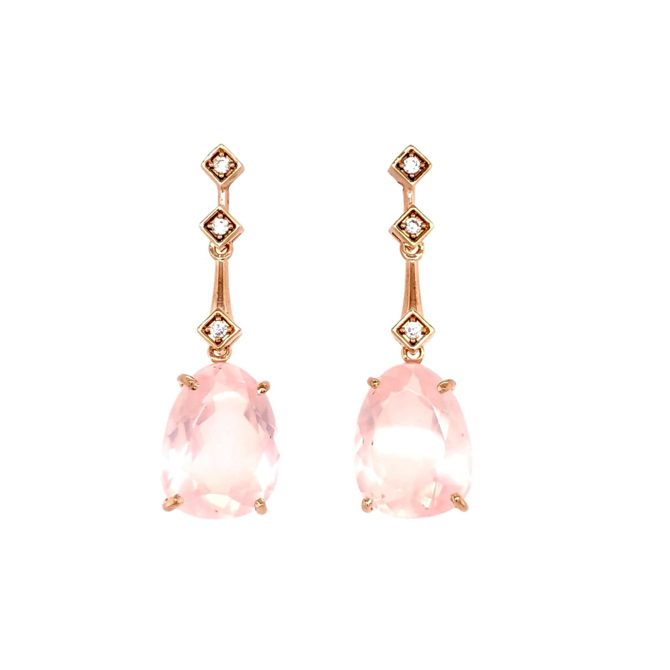 18K Rose Quartz Earrings