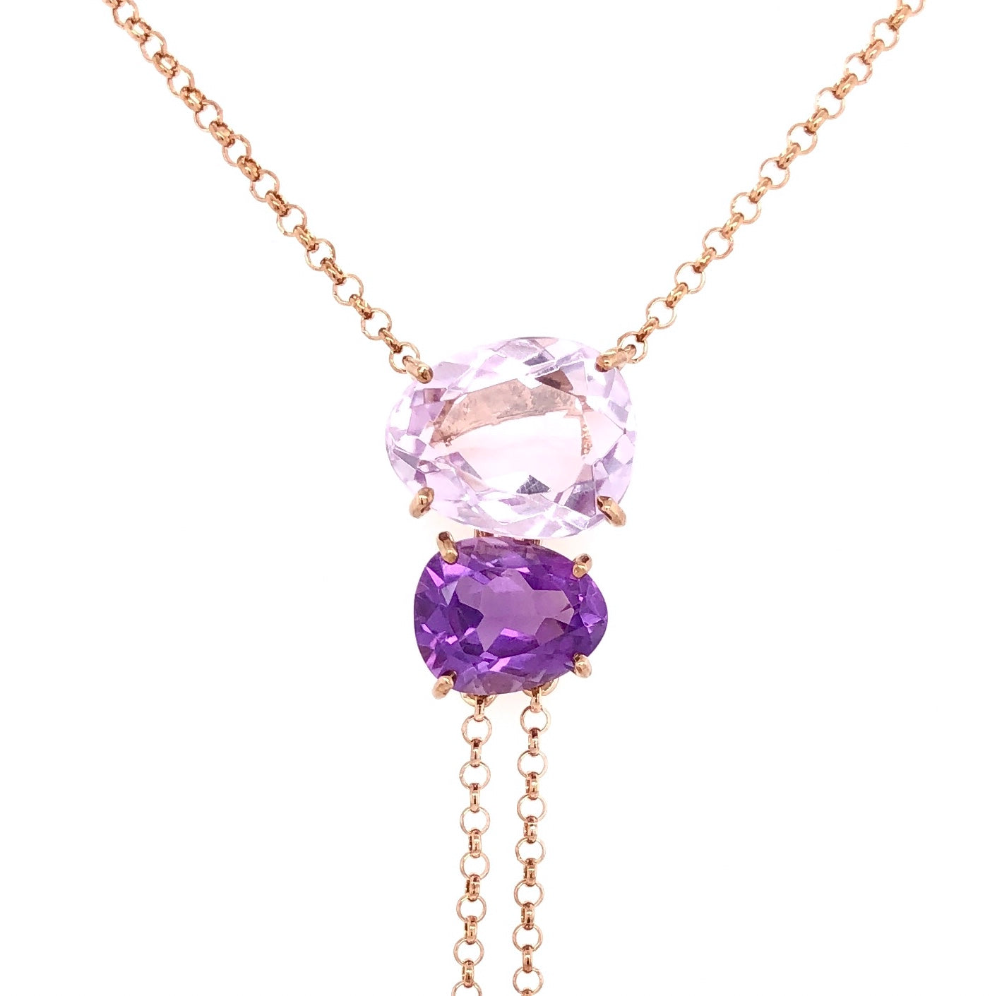 18K Pink Amethyst & Amethyst Necklace