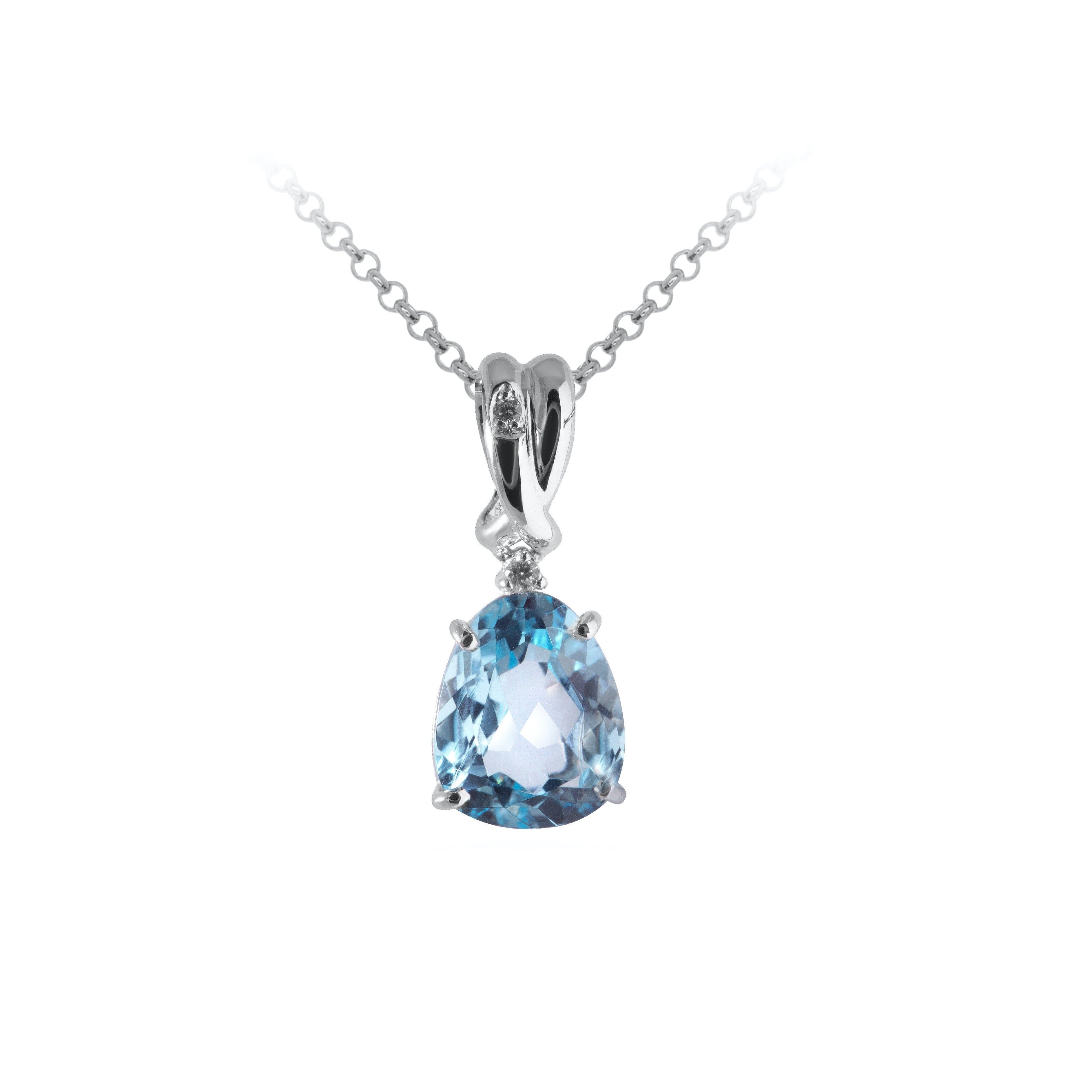 18K Blue Topaz Pendant