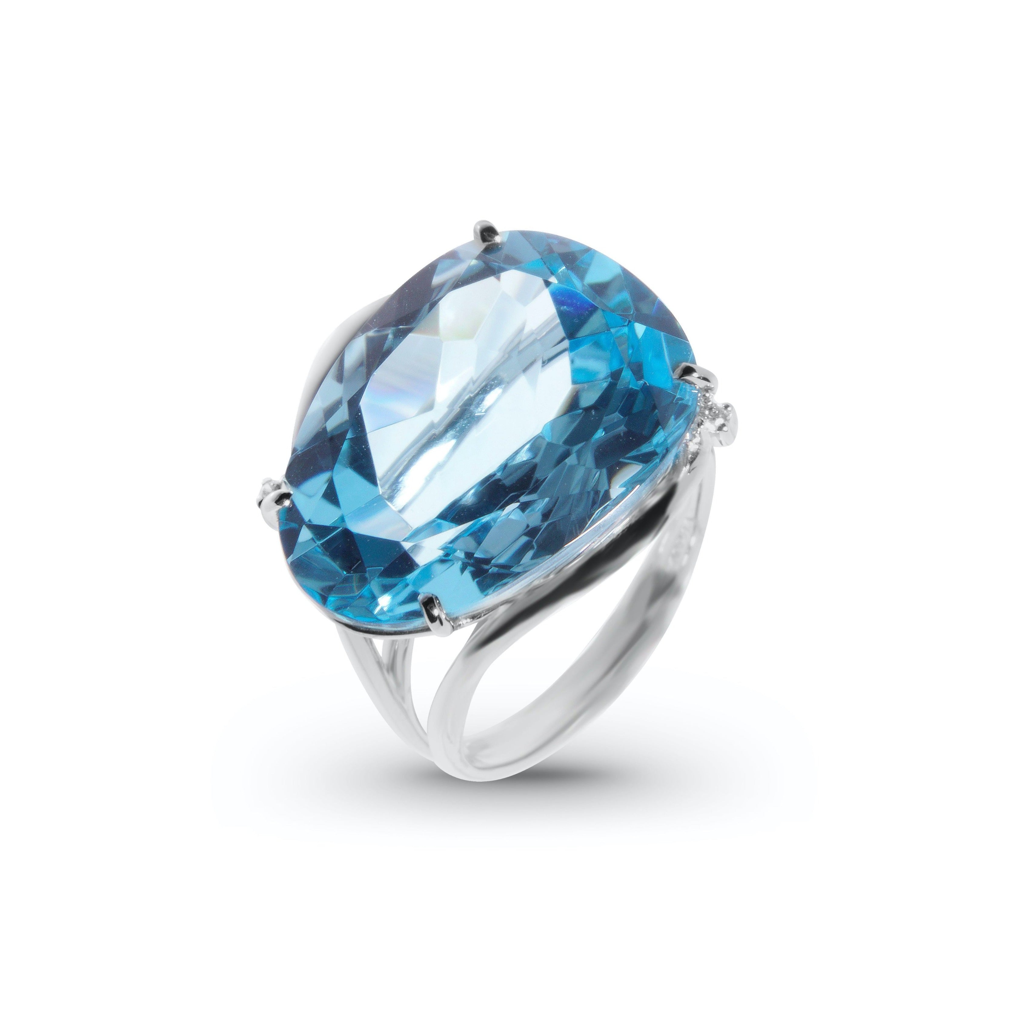 18K Blue Topaz Ring