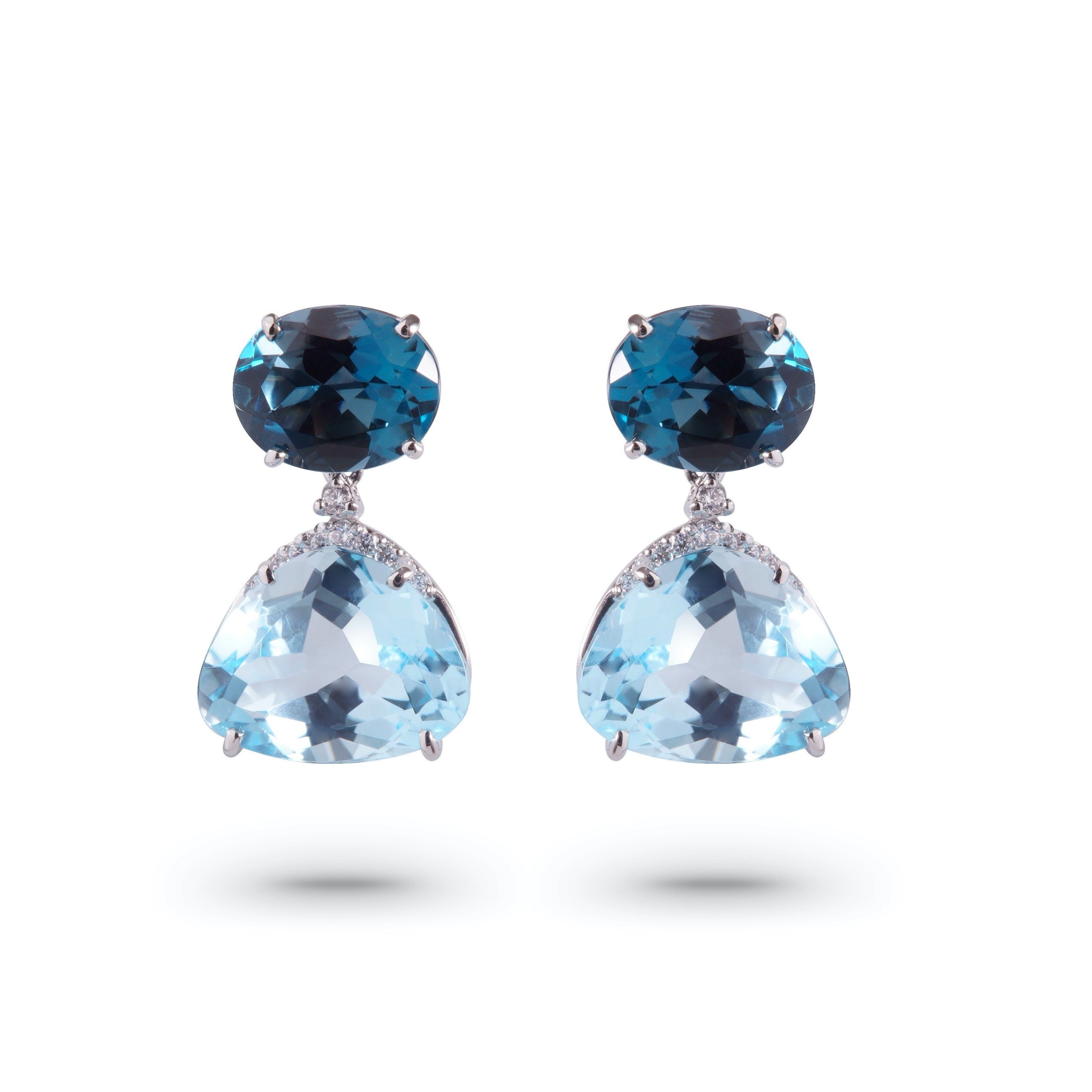 18K Blue Topaz & London Blue Topaz Earrings