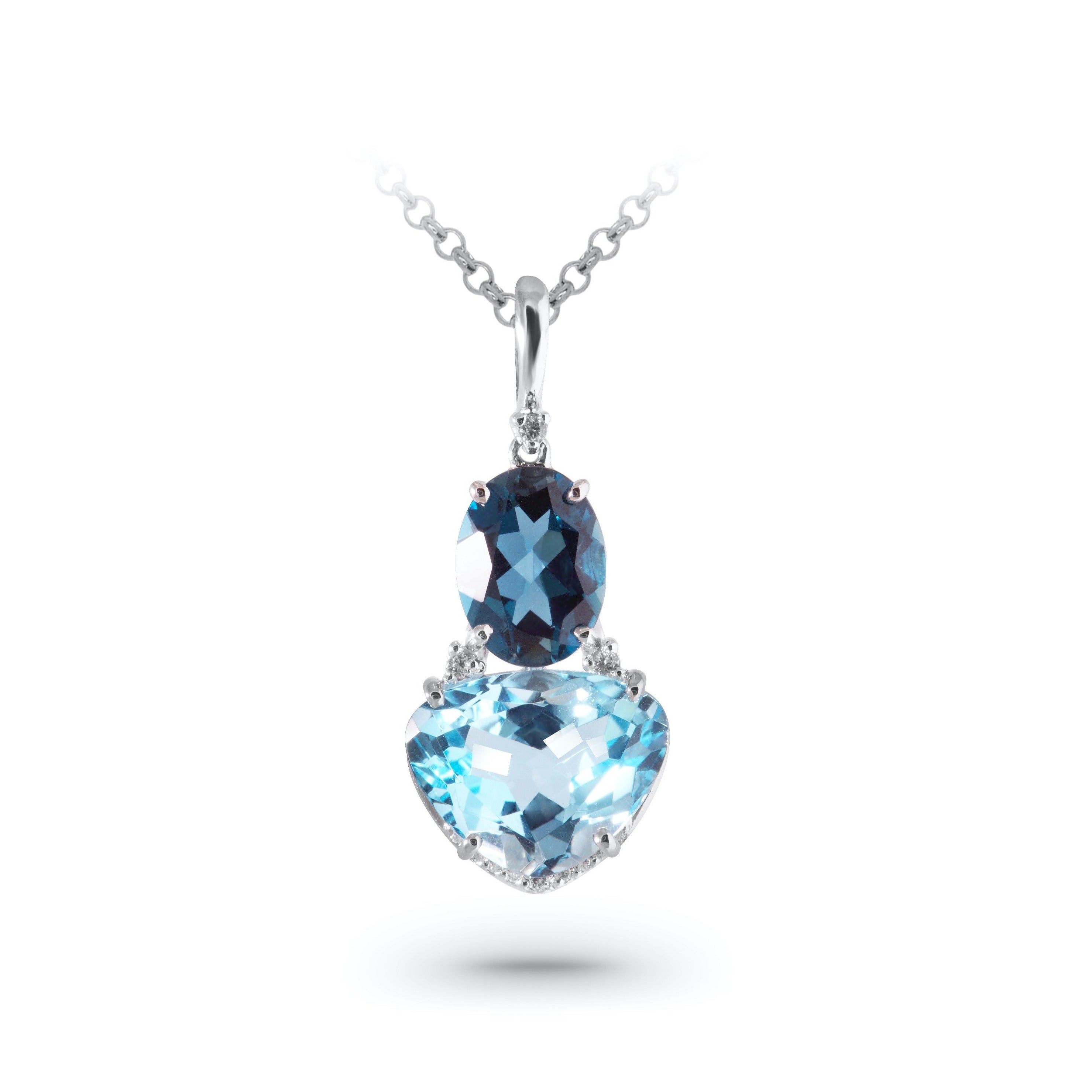 18K Blue Topaz & London Blue Topaz Pendant