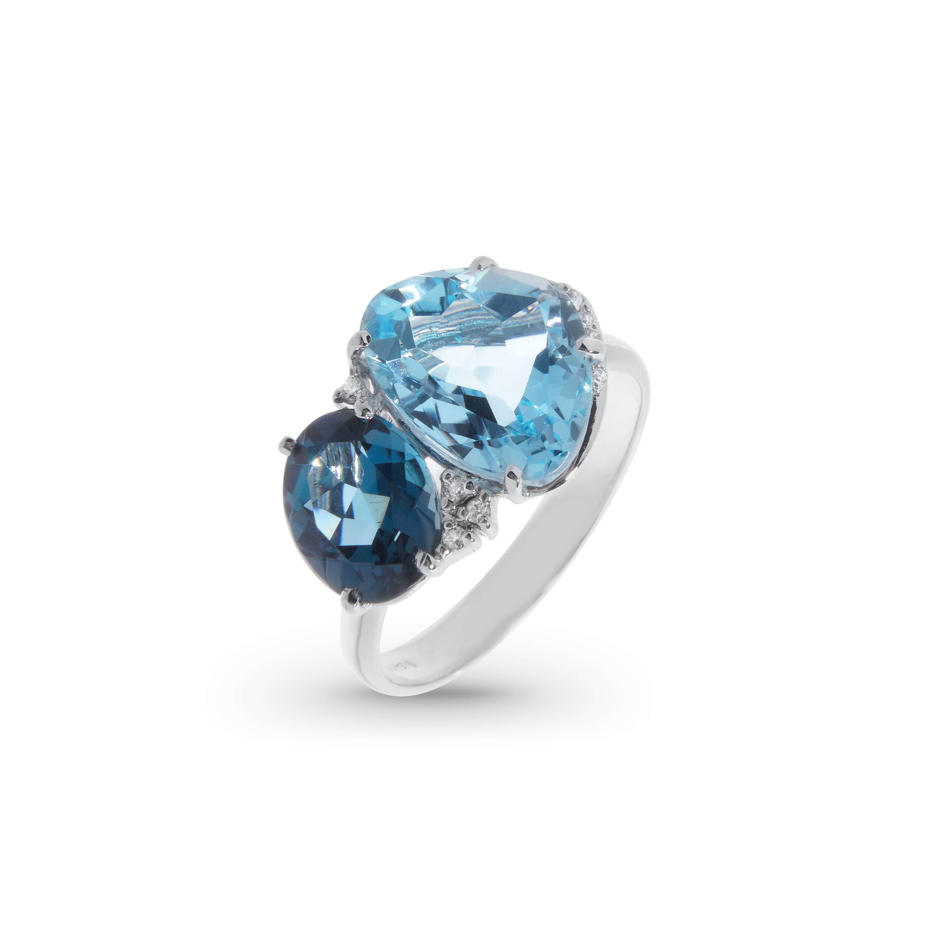 18K Blue Topaz & London Blue Topaz Ring