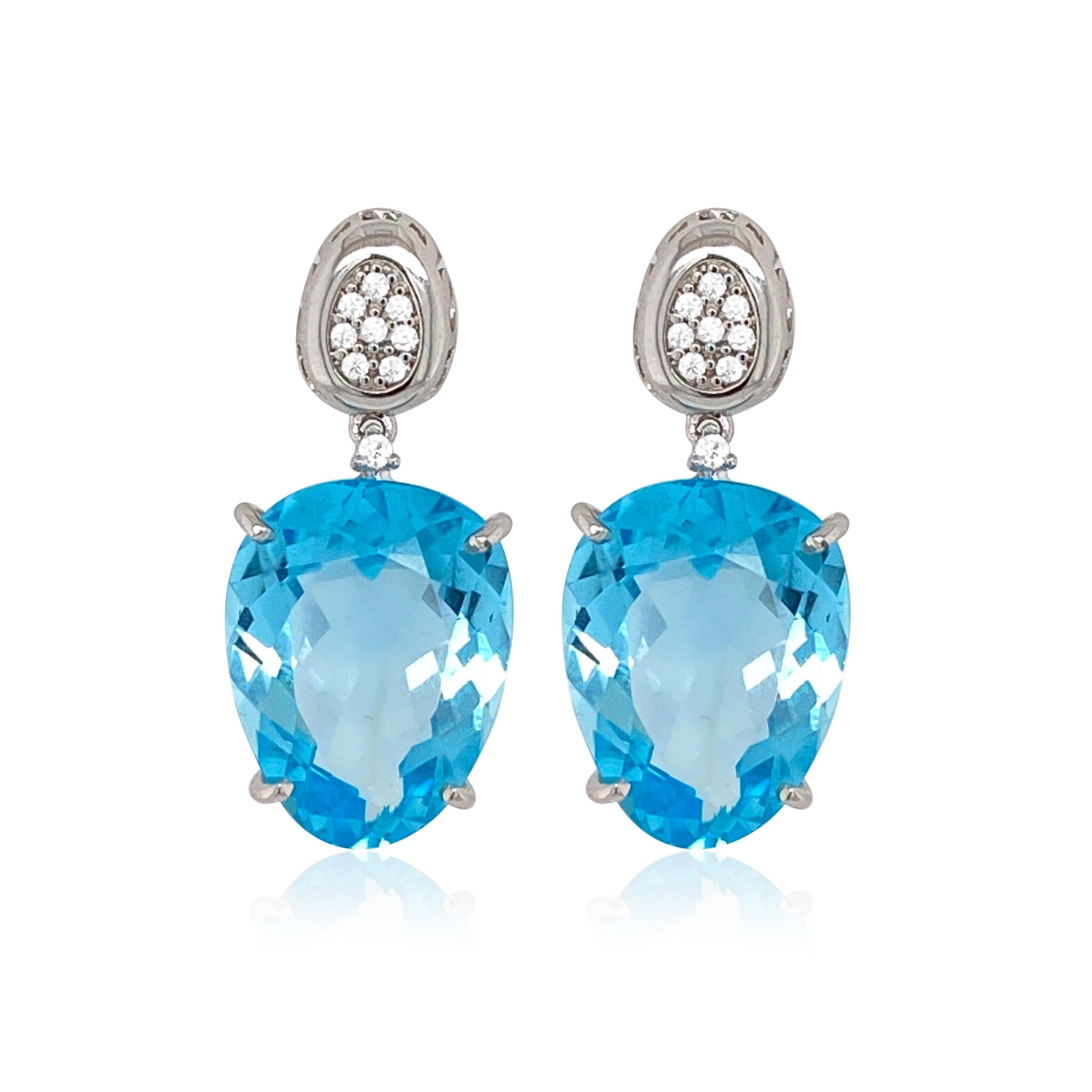 18K Blue Topaz Earrings