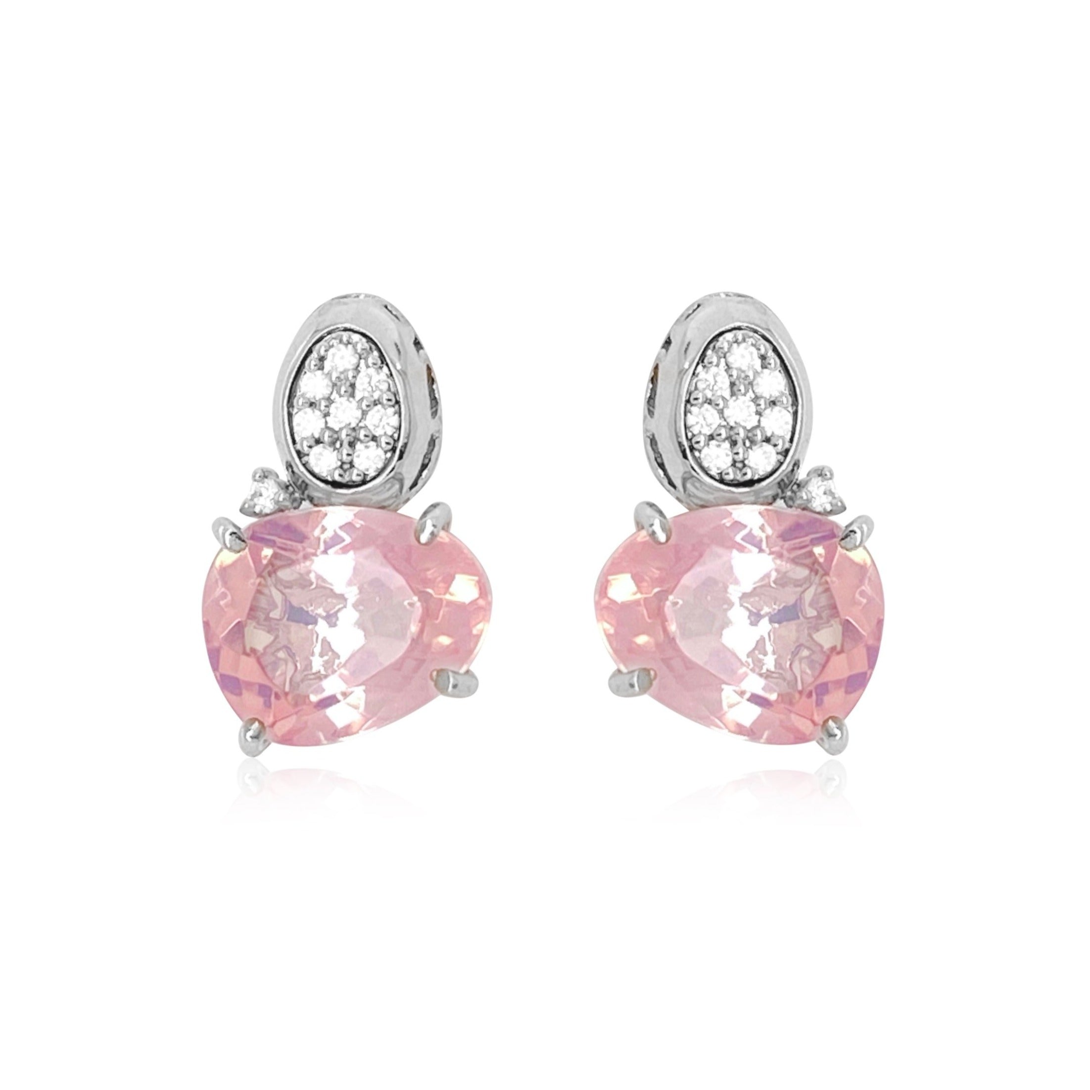 18K Rose Quartz Earrings