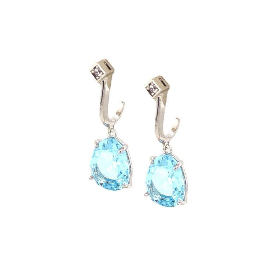 18K Blue Topaz Earrings