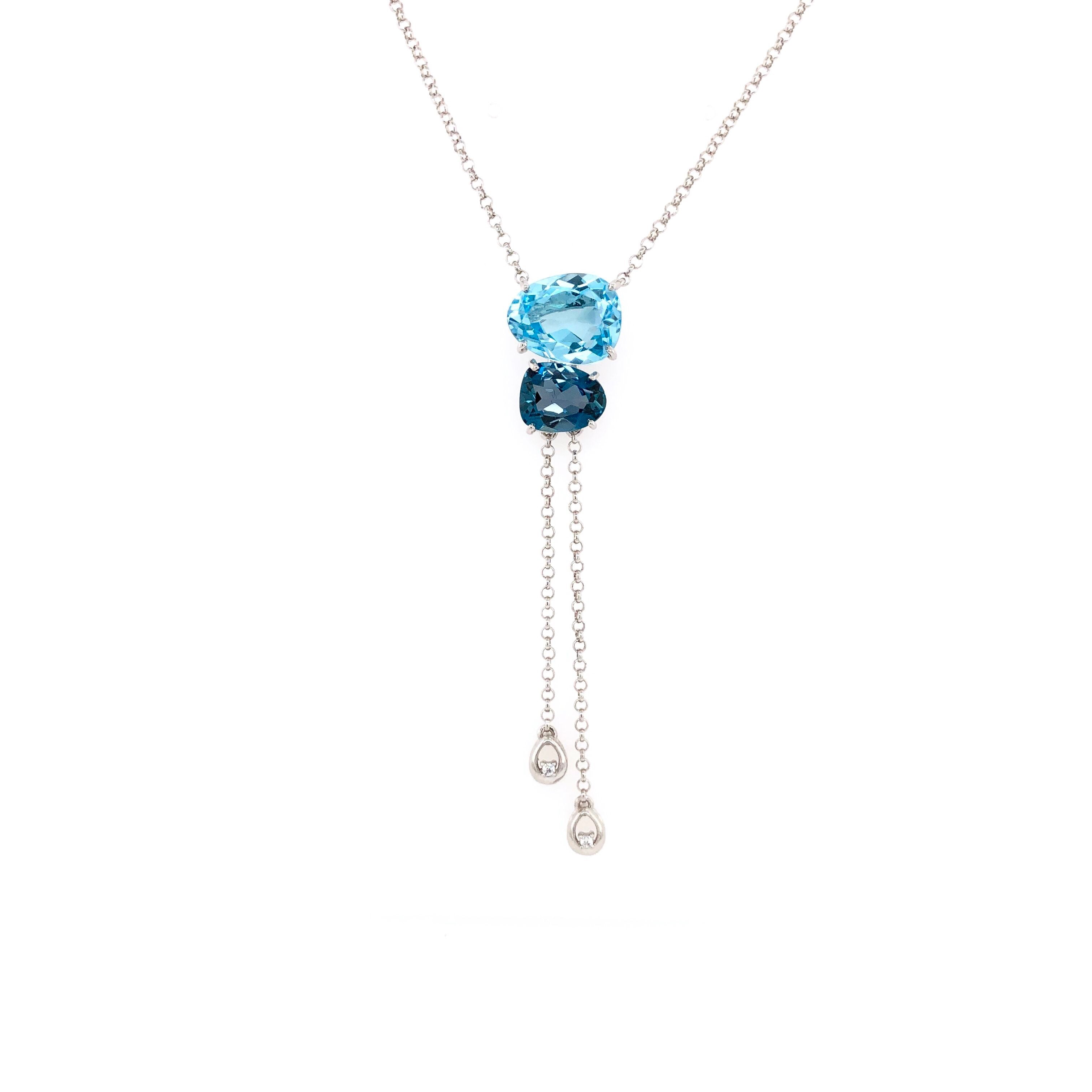 18K Blue Topaz & London Blue Topaz Necklace