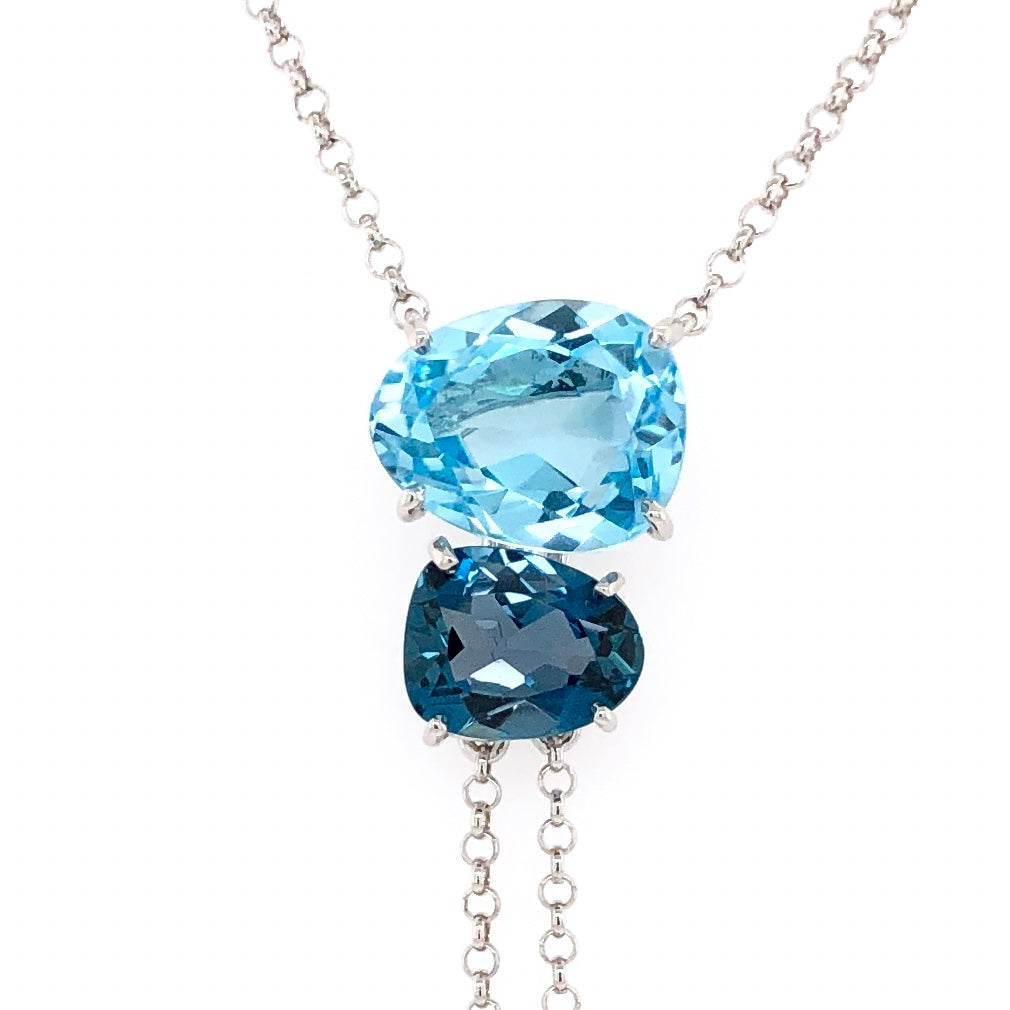 18K Blue Topaz & London Blue Topaz Necklace