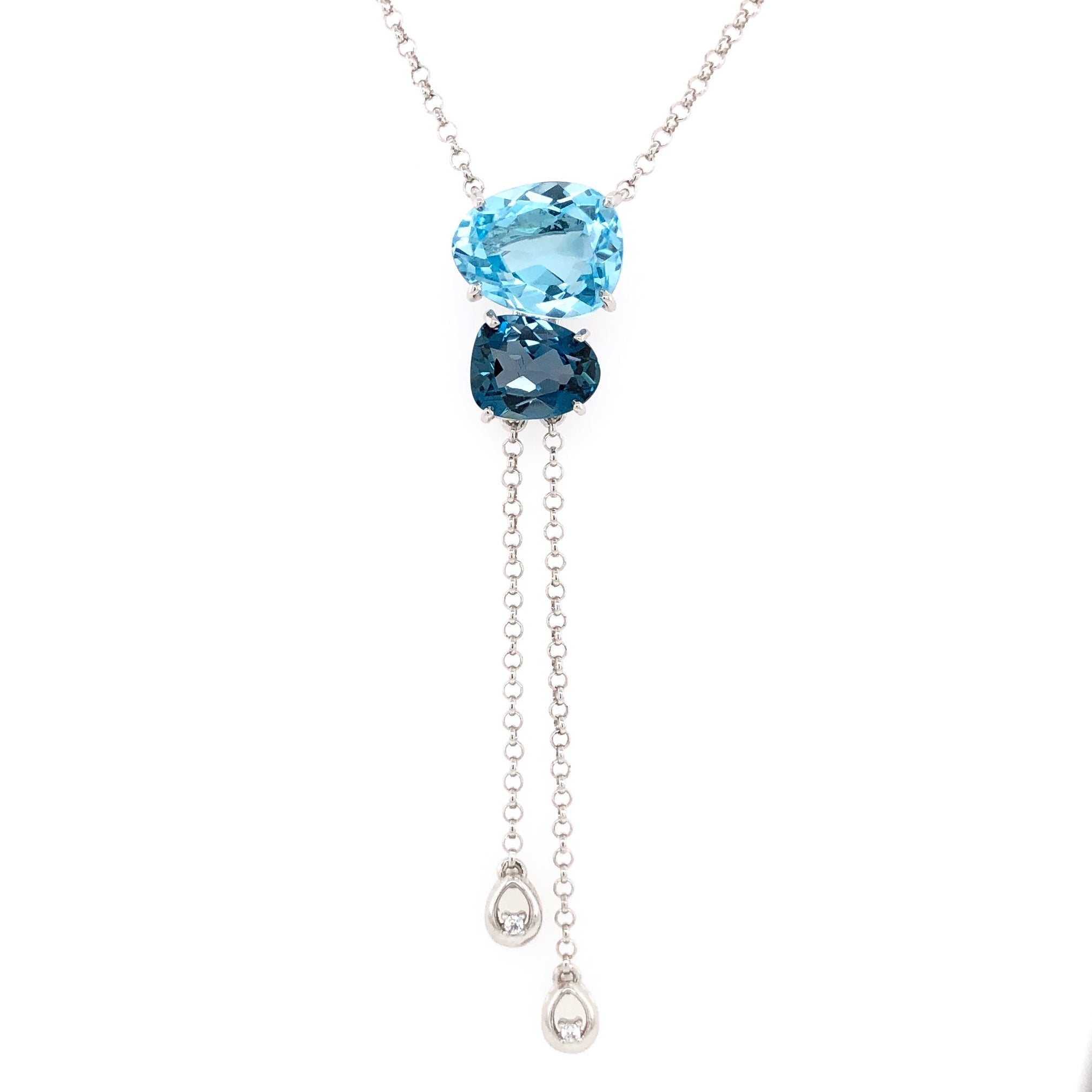 18K Blue Topaz & London Blue Topaz Necklace