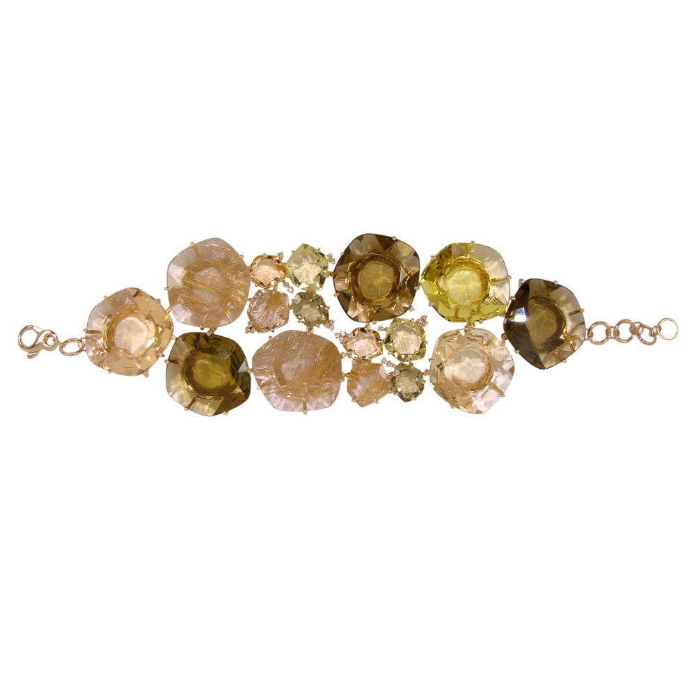 18K AMORFUS BRACELET (0844) - Yellow Light Citrine, Green Gold Quartz, Olive Quartz,Rutilated Quartz