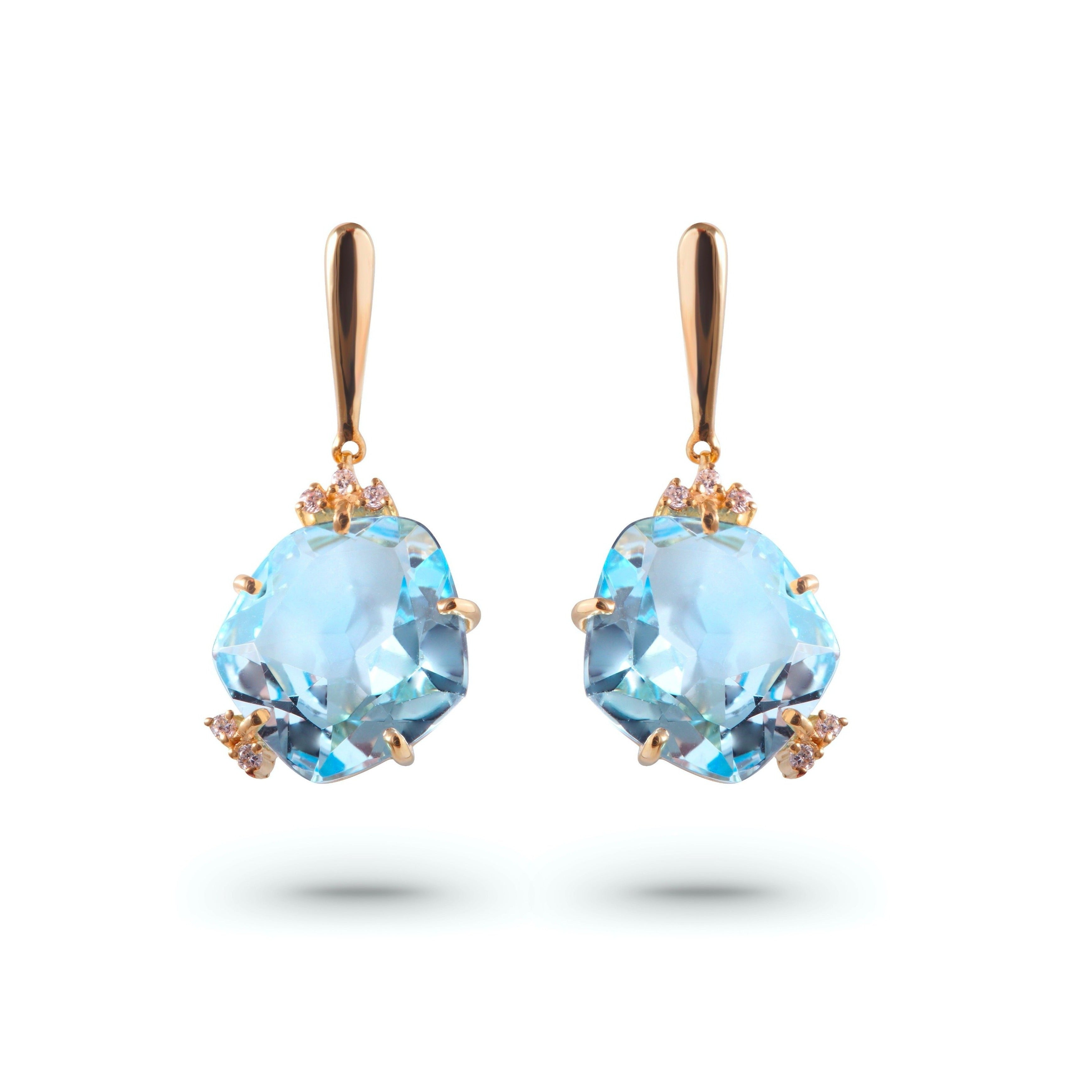 18K Blue Topaz  Earrings