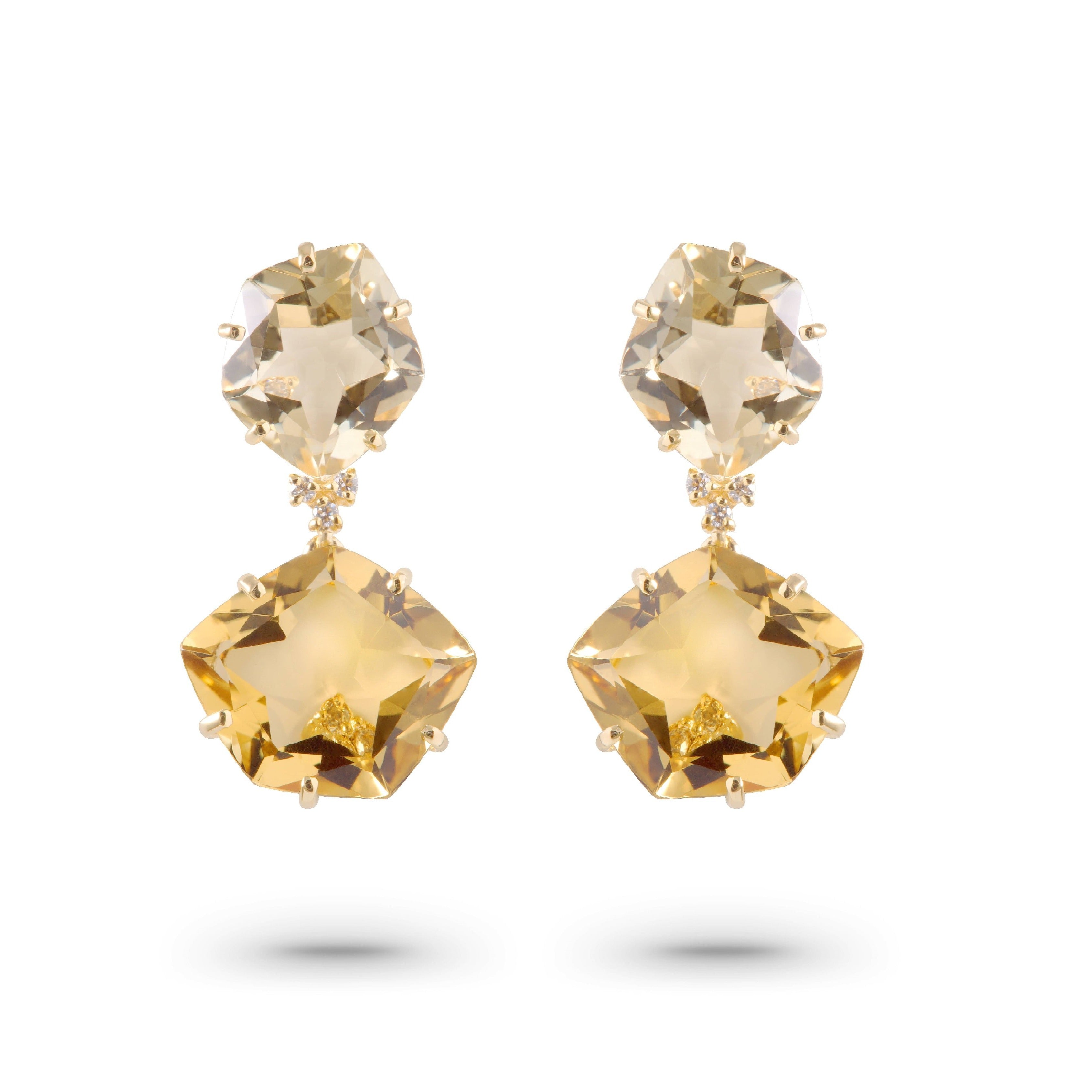 18K Champagne Citrine & Off-White Citrine Earrings