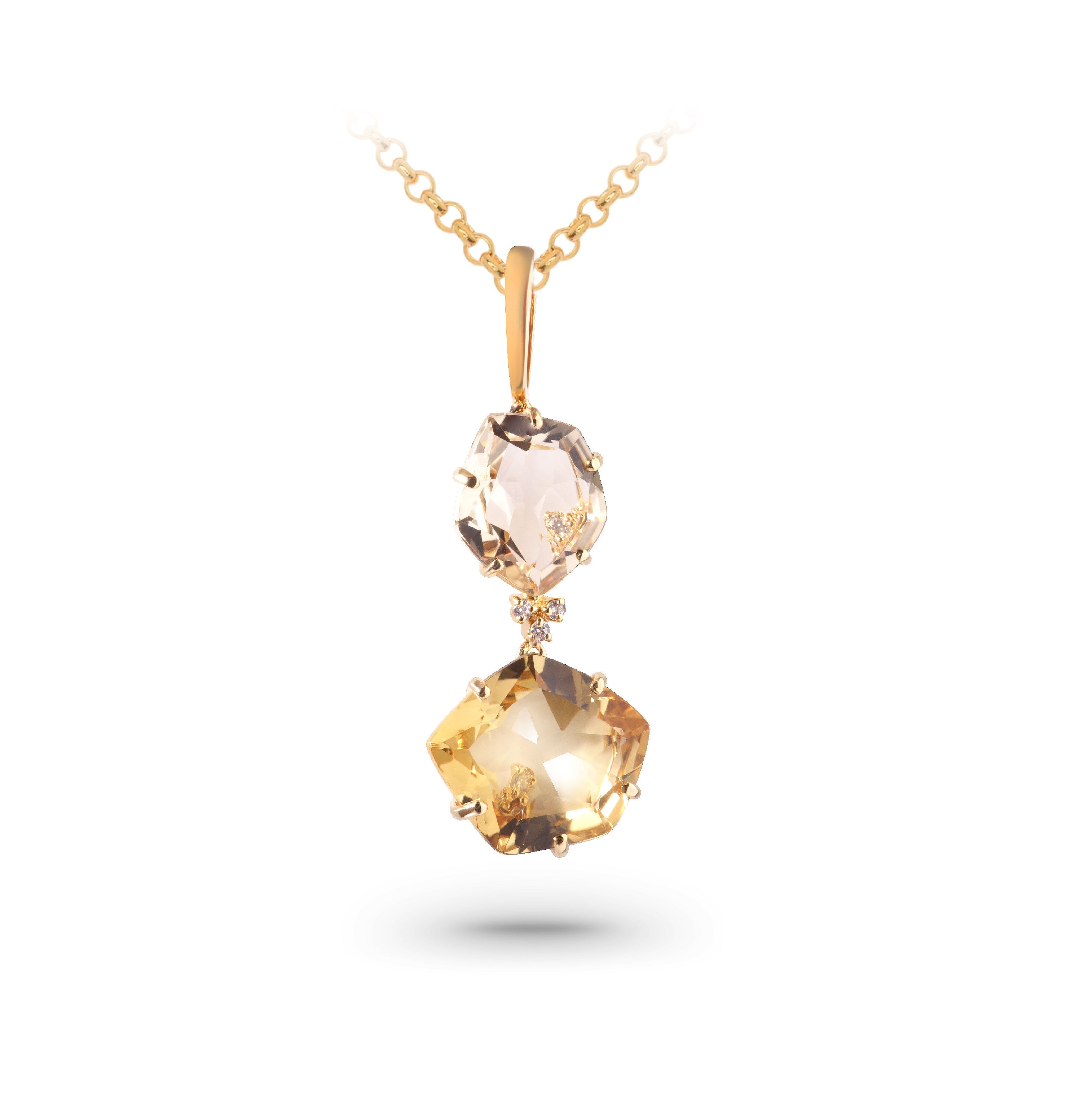 18K Champagne Citrine & Off-White Citrine Pendant